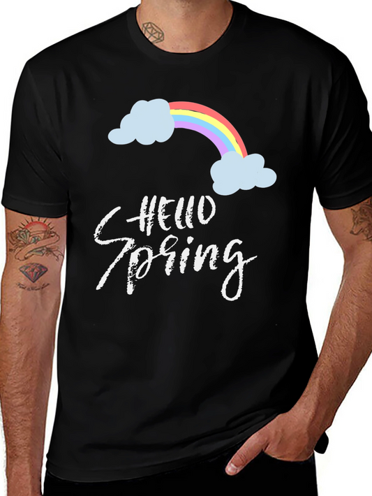 Hello Spring Rainbow Graphic Tee