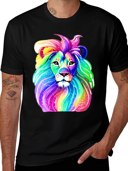 Rainbow Lion Graphic Tee - Mens Black T-Shirt