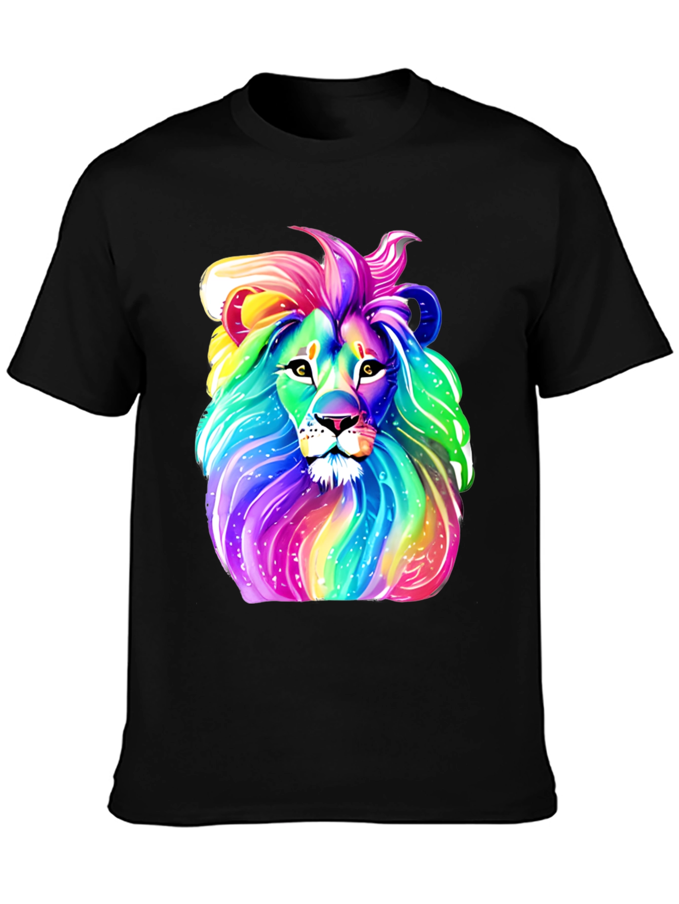 Rainbow Lion Graphic Tee - Mens Black T-Shirt