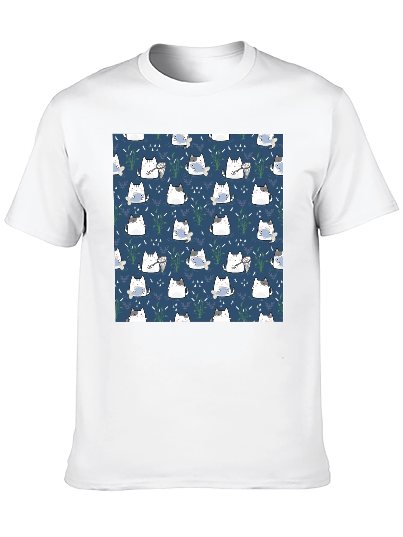 Cute Cat Pattern T-Shirt - Unique Design