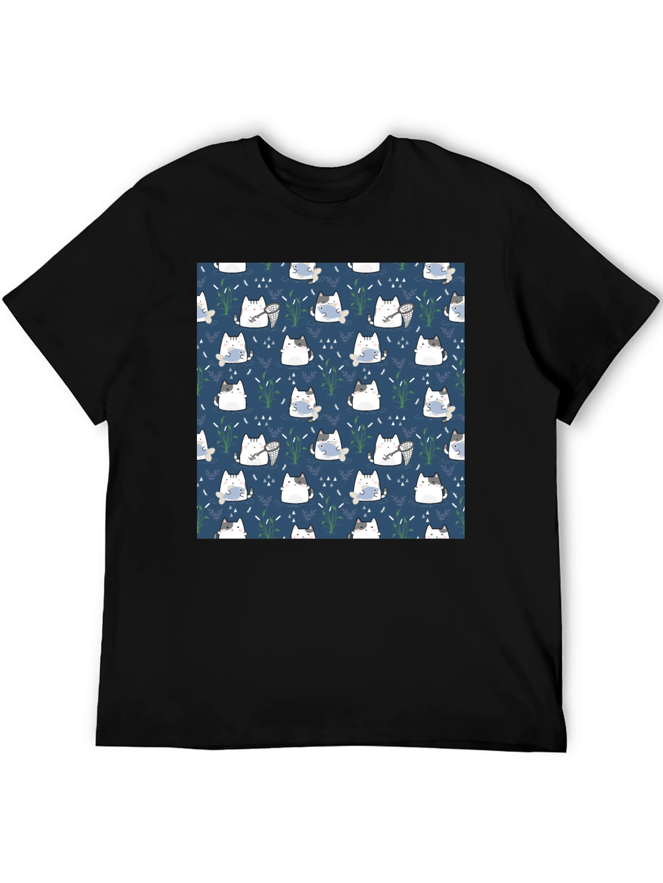 Cute Cat Pattern T-Shirt - Unique Design