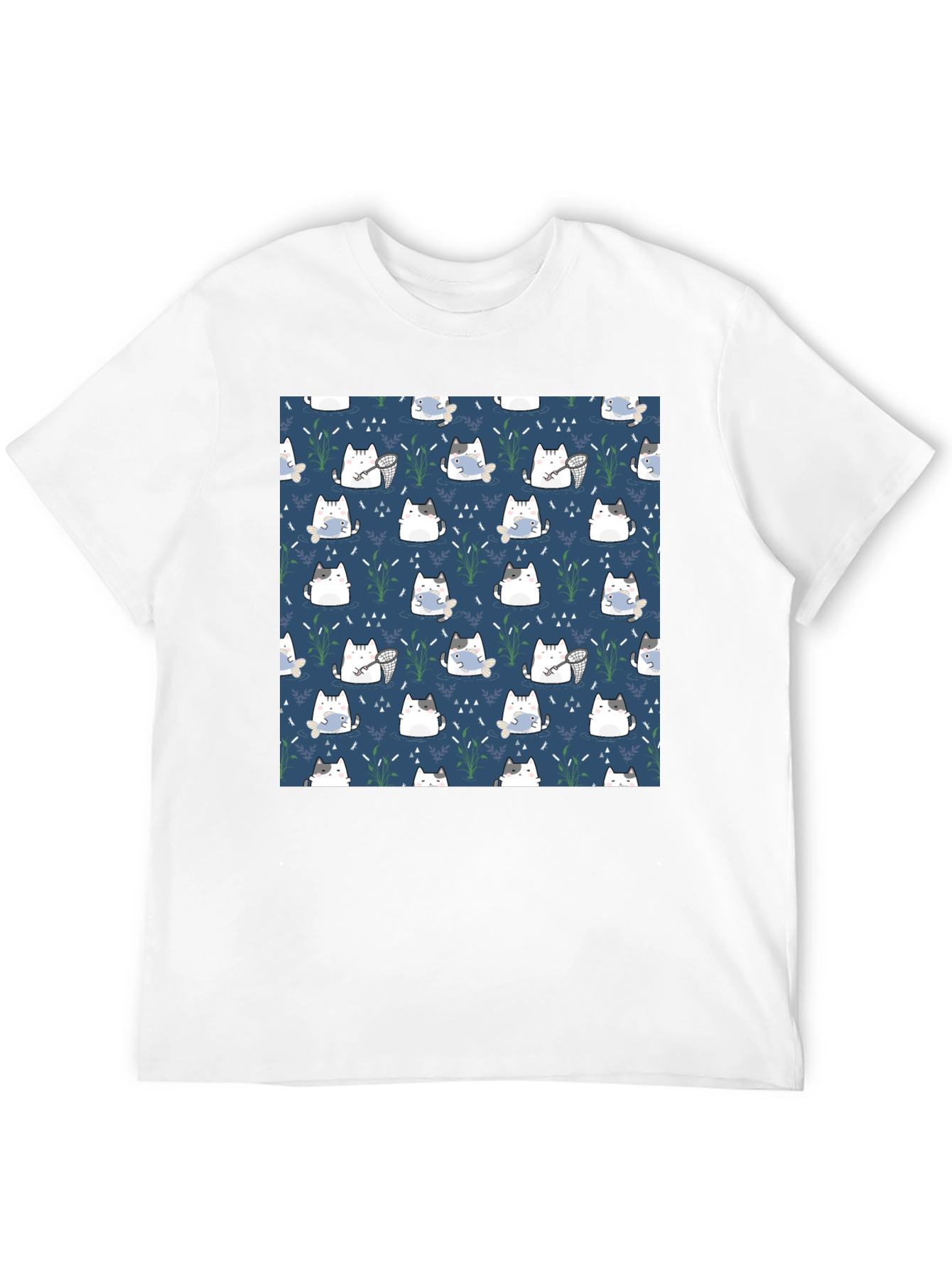Cute Cat Pattern T-Shirt - Unique Design