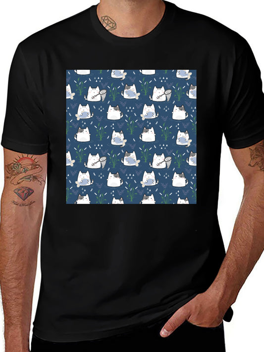 Cute Cat Pattern T-Shirt - Unique Design