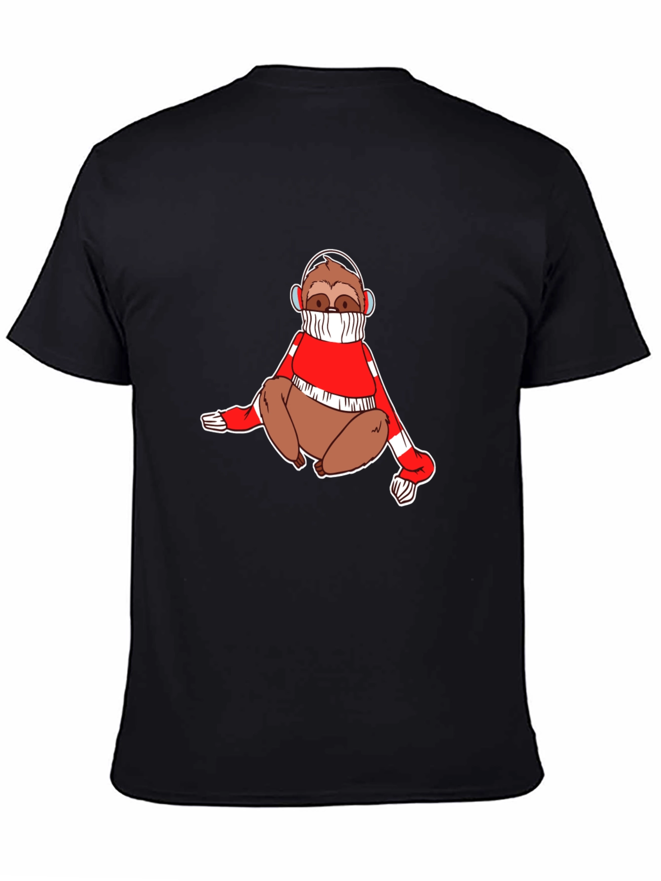 Sloth in Sweater Black T-Shirt