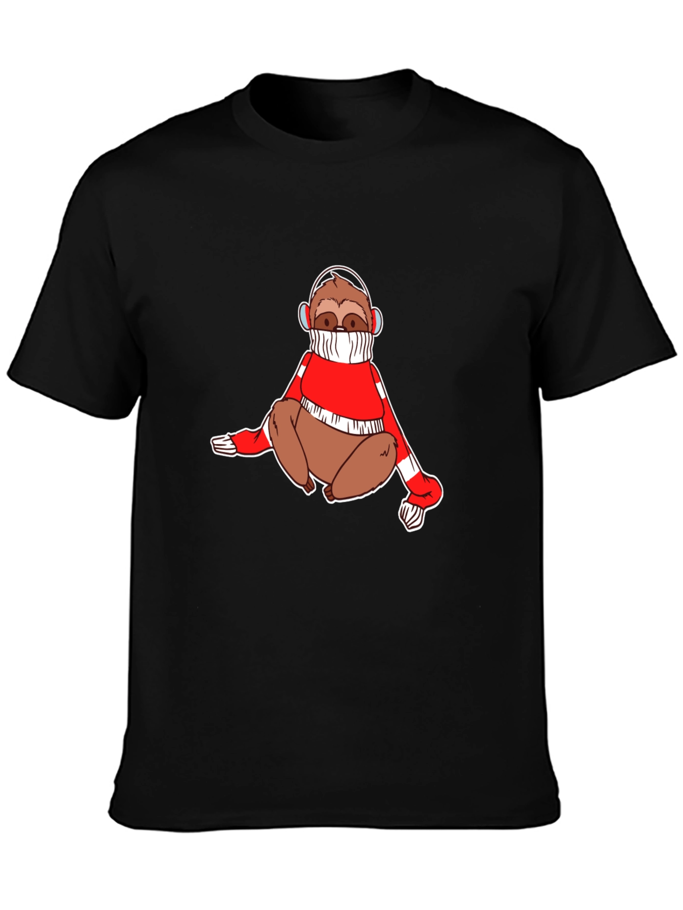 Sloth in Sweater Black T-Shirt