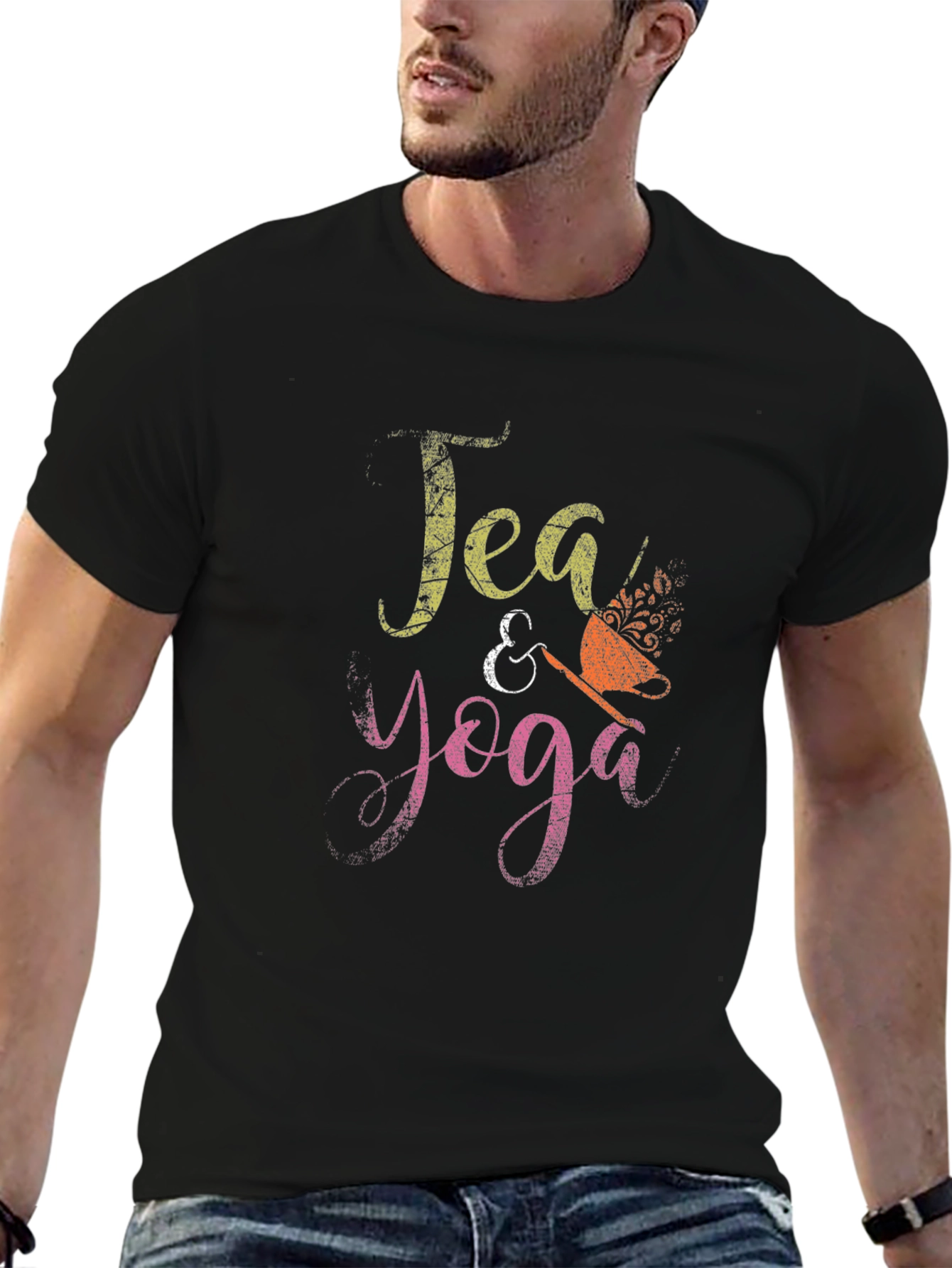 Tea & Yoga Graphic Tee - Soft Cotton Blend