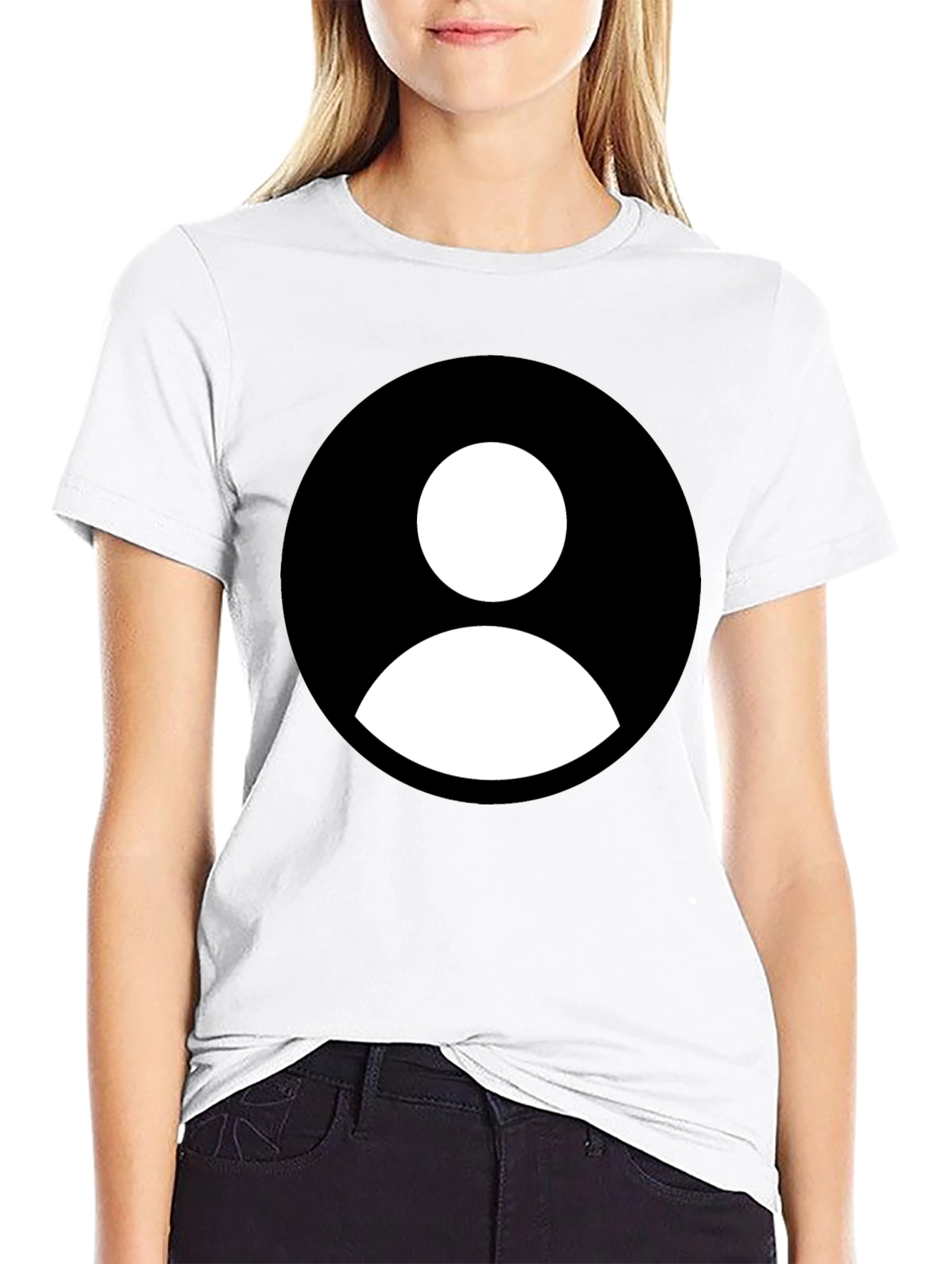 Black T-Shirt with White Profile Icon Graphic Tee