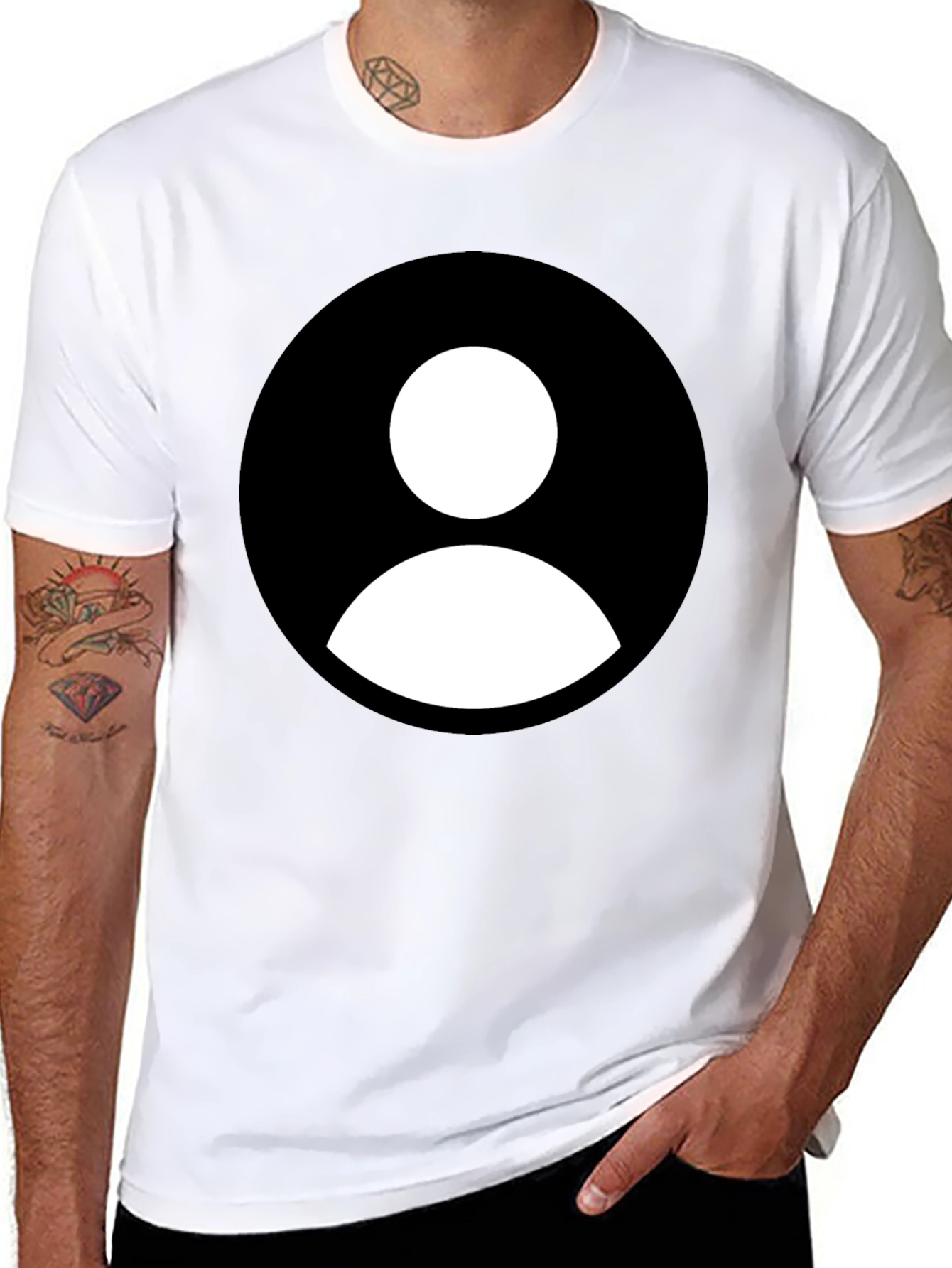 Black T-Shirt with White Profile Icon Graphic Tee