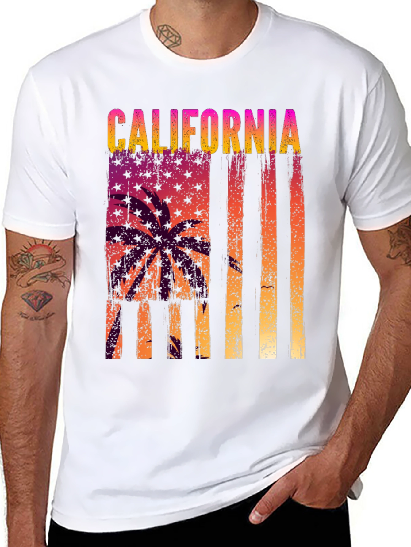 California Palm Tree Graphic Tee - Black