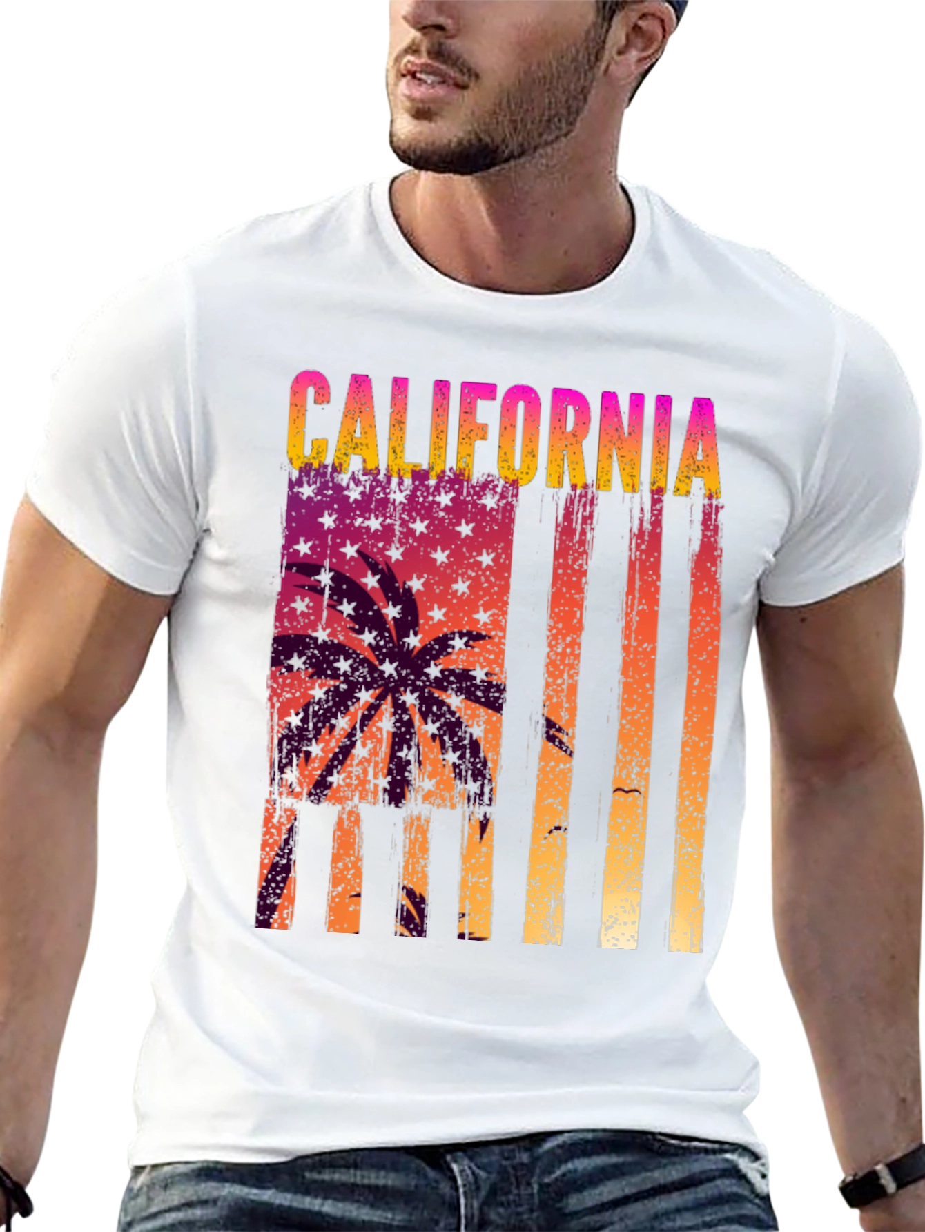 California Palm Tree Graphic Tee - Black