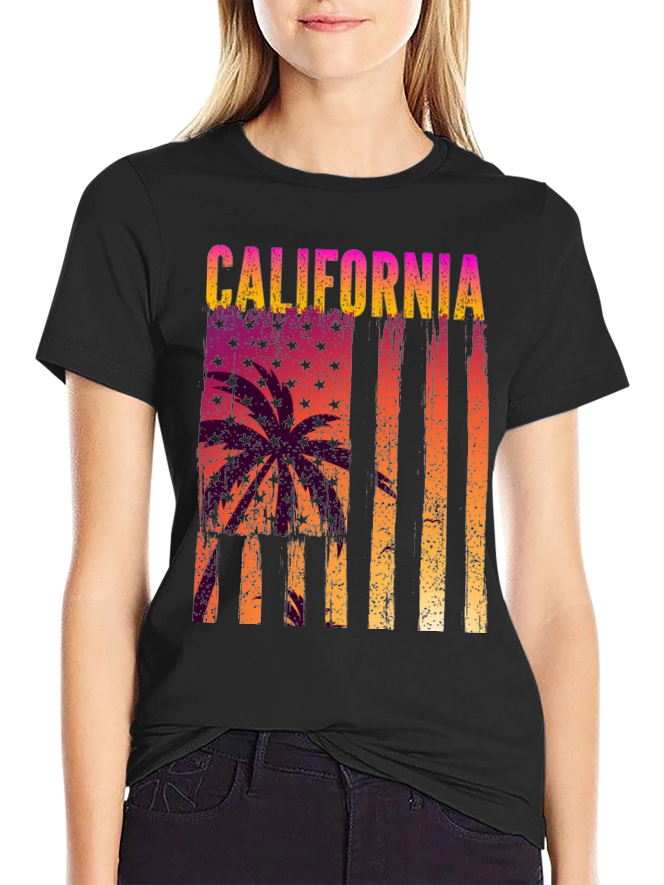 California Palm Tree Graphic Tee - Black