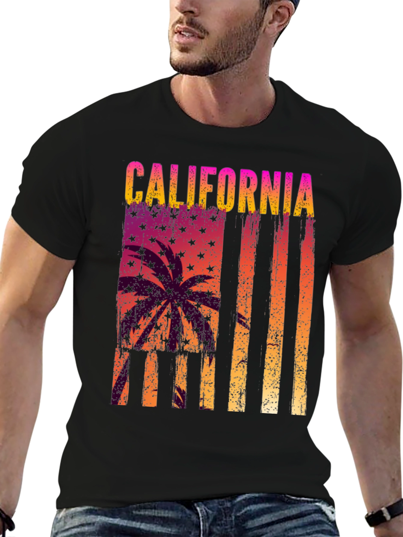 California Palm Tree Graphic Tee - Black