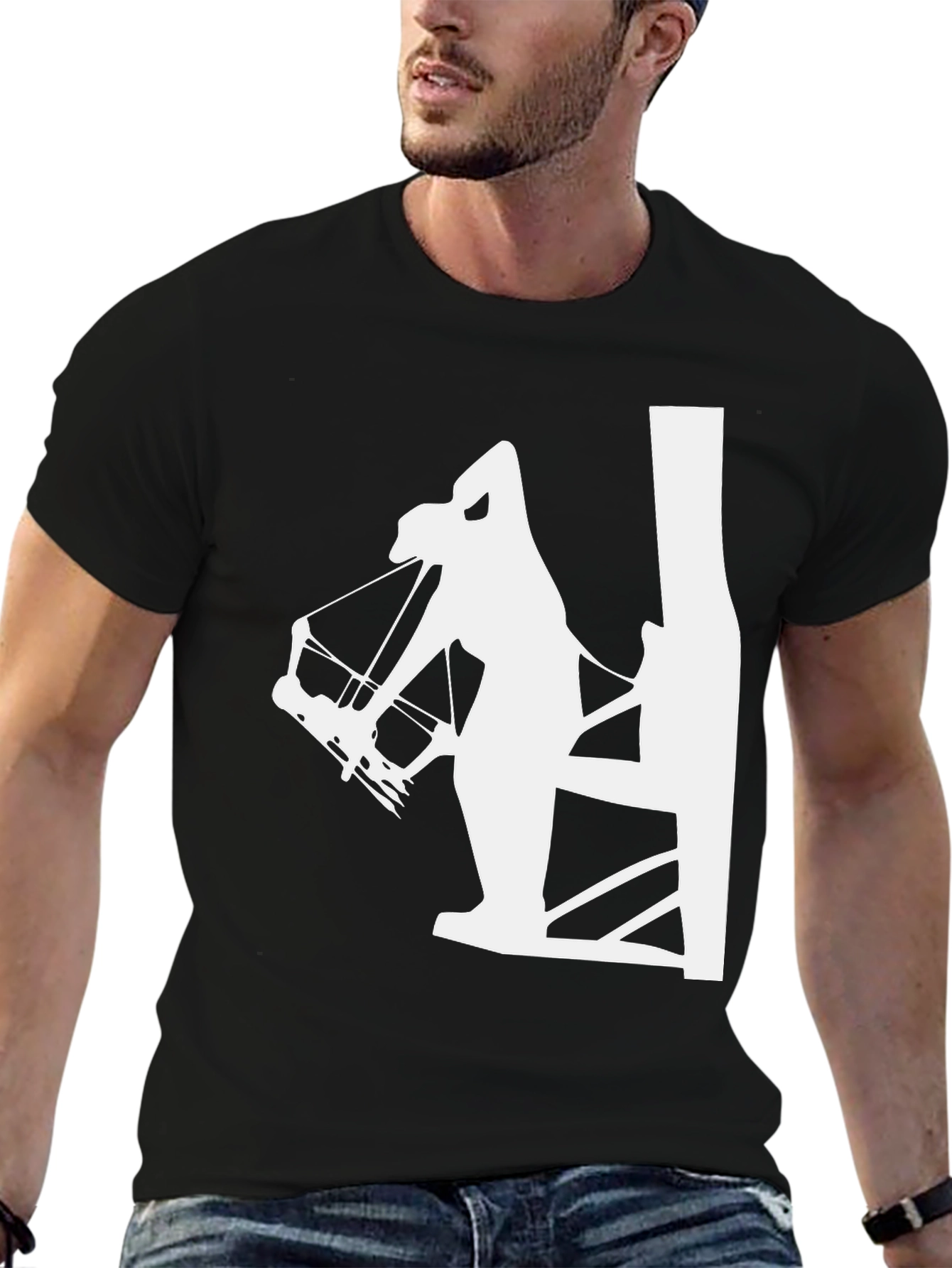 Archer Silhouette Graphic Tee - Black Cotton T-Shirt