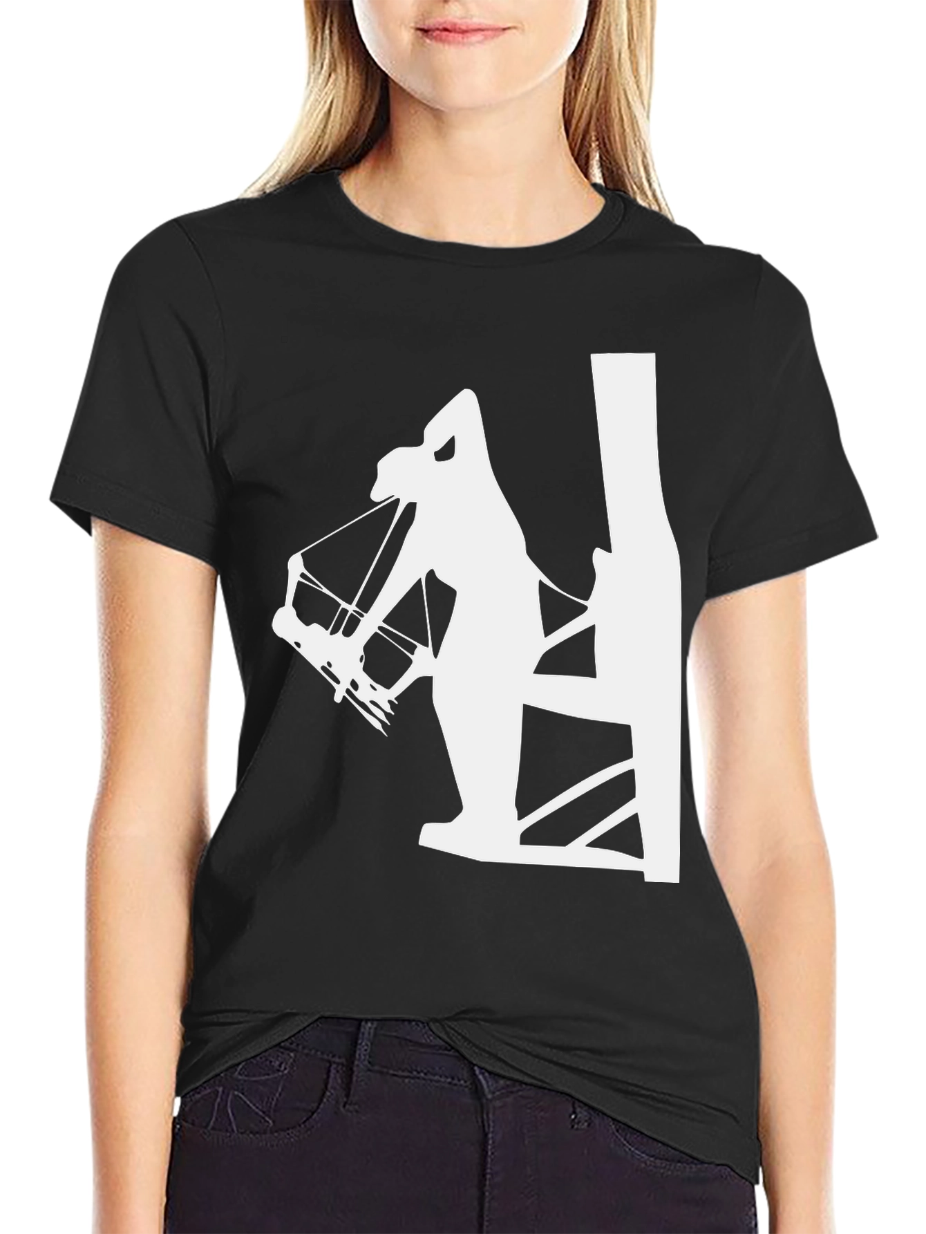 Archer Silhouette Graphic Tee - Black Cotton T-Shirt
