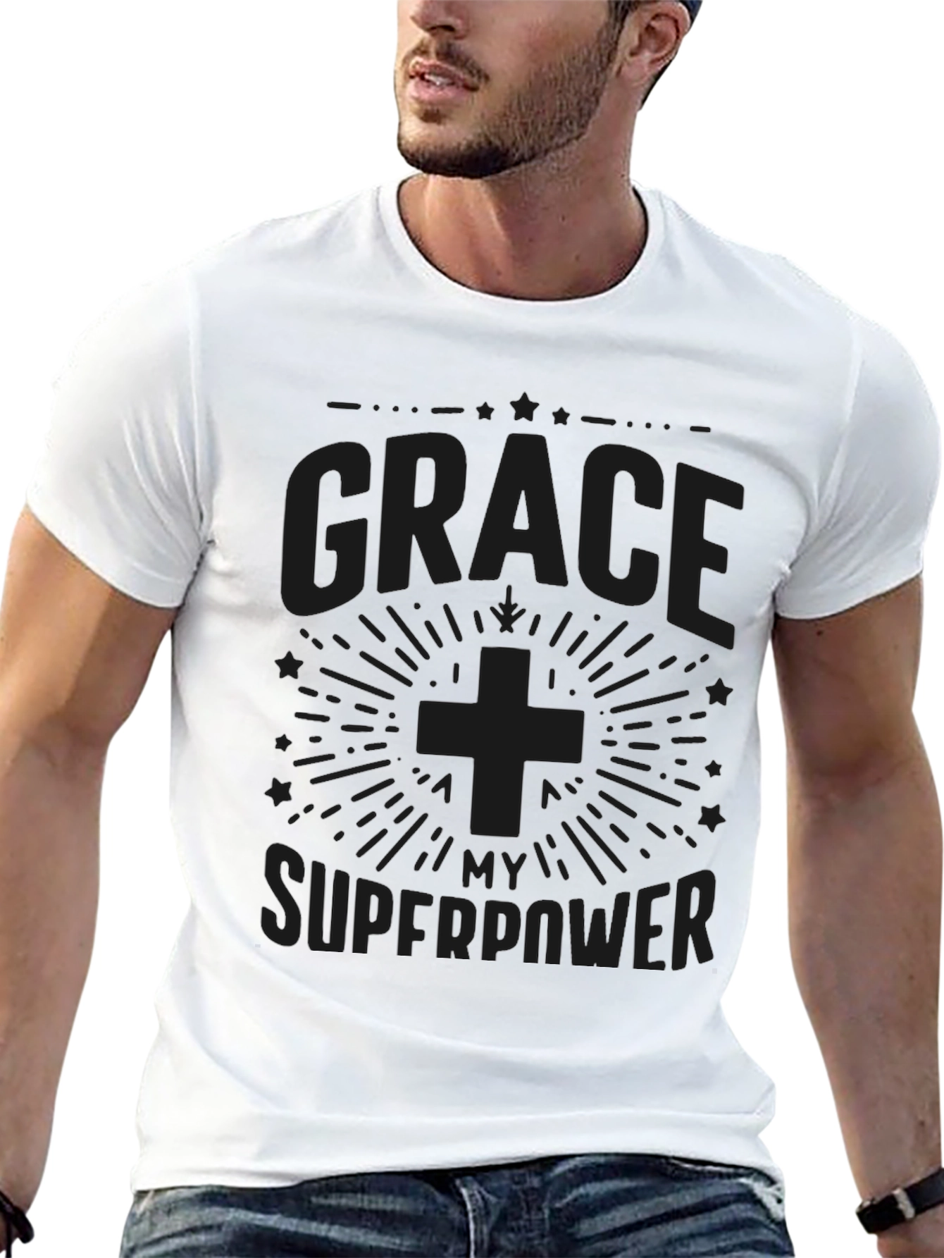 Grace is My Superpower Black T-Shirt