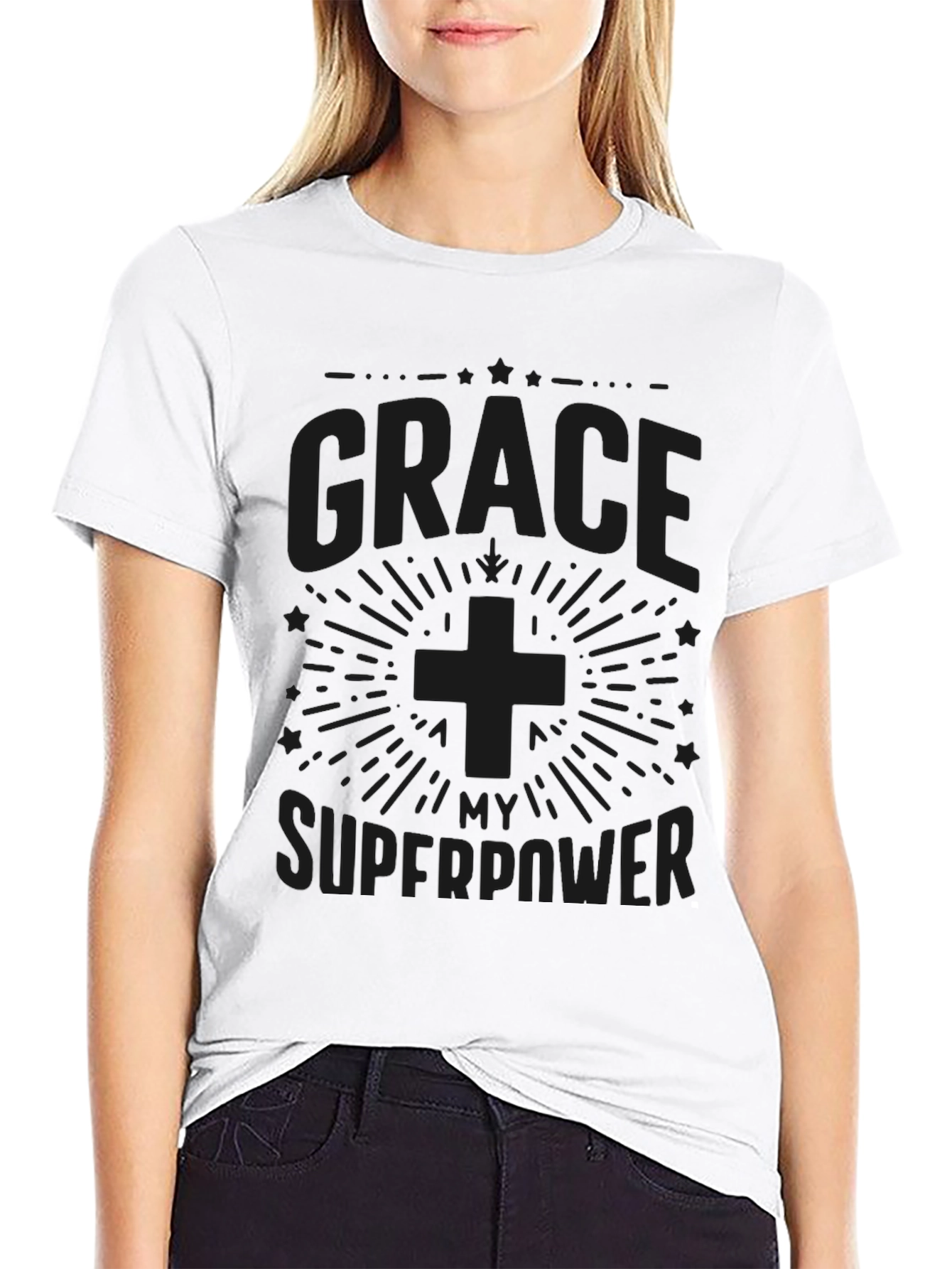 Grace is My Superpower Black T-Shirt