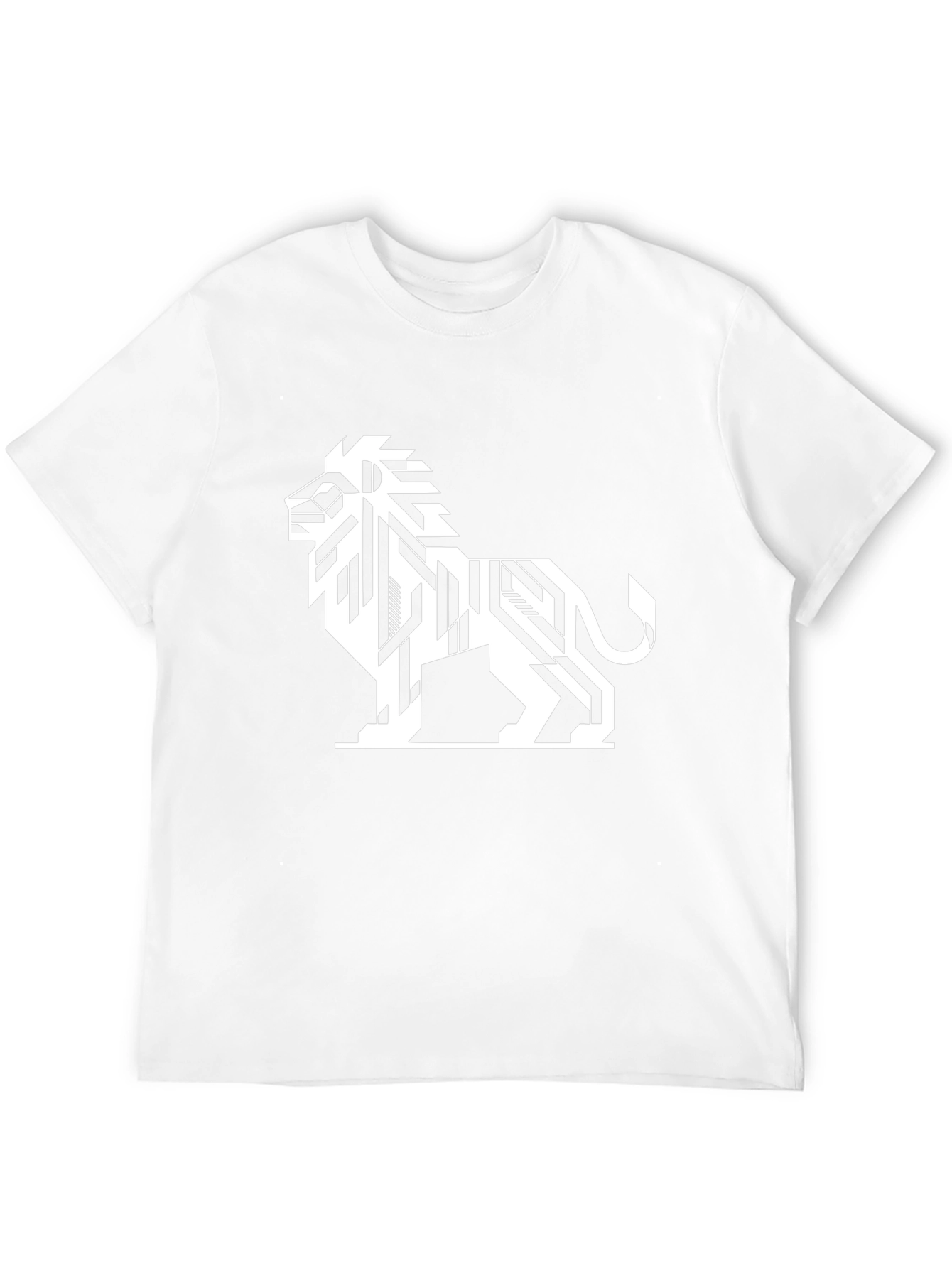 Geometric Lion Graphic Tee - Modern Black T-Shirt