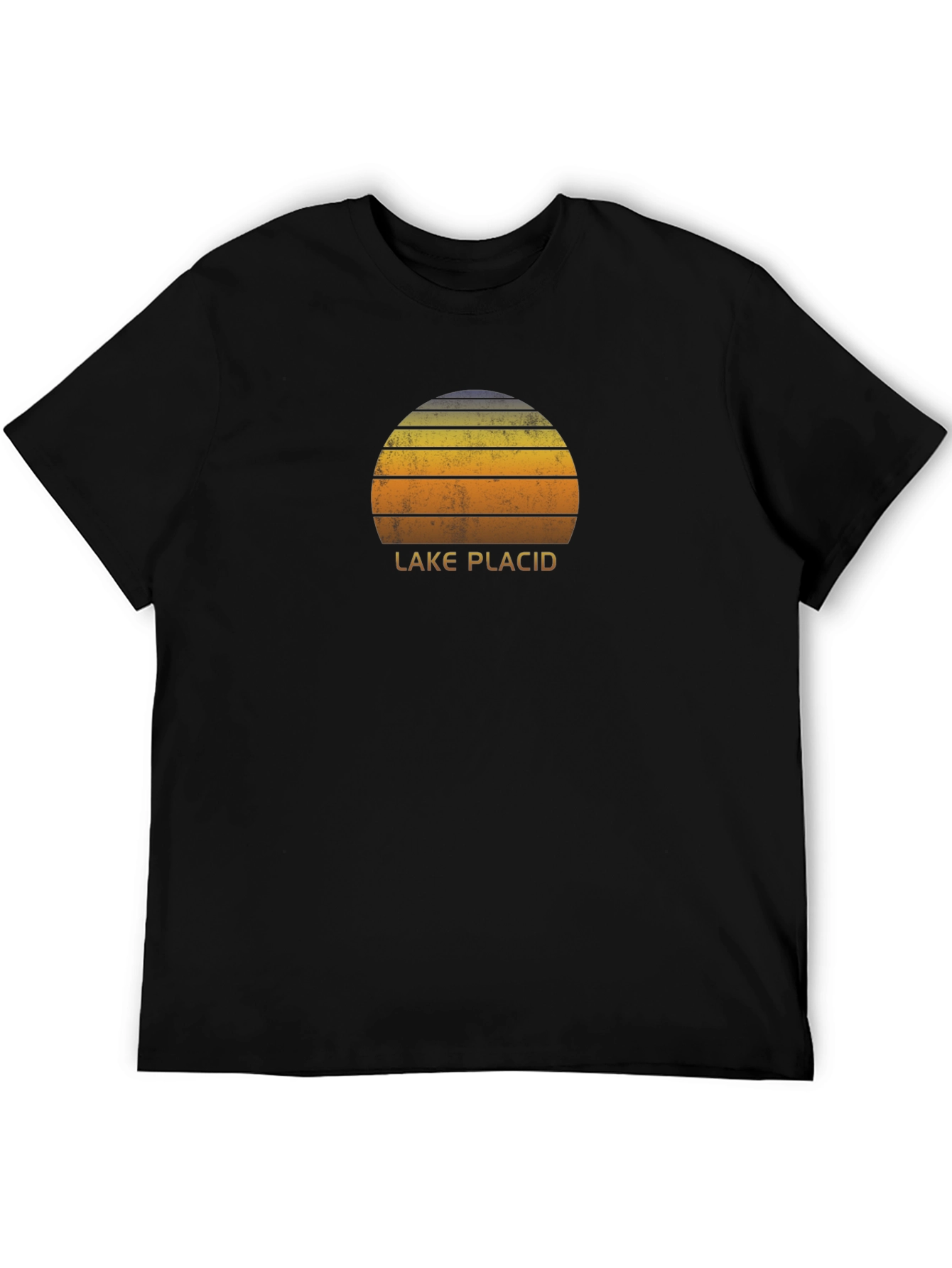 Lake Placid Retro Sunset Graphic Tee - Black