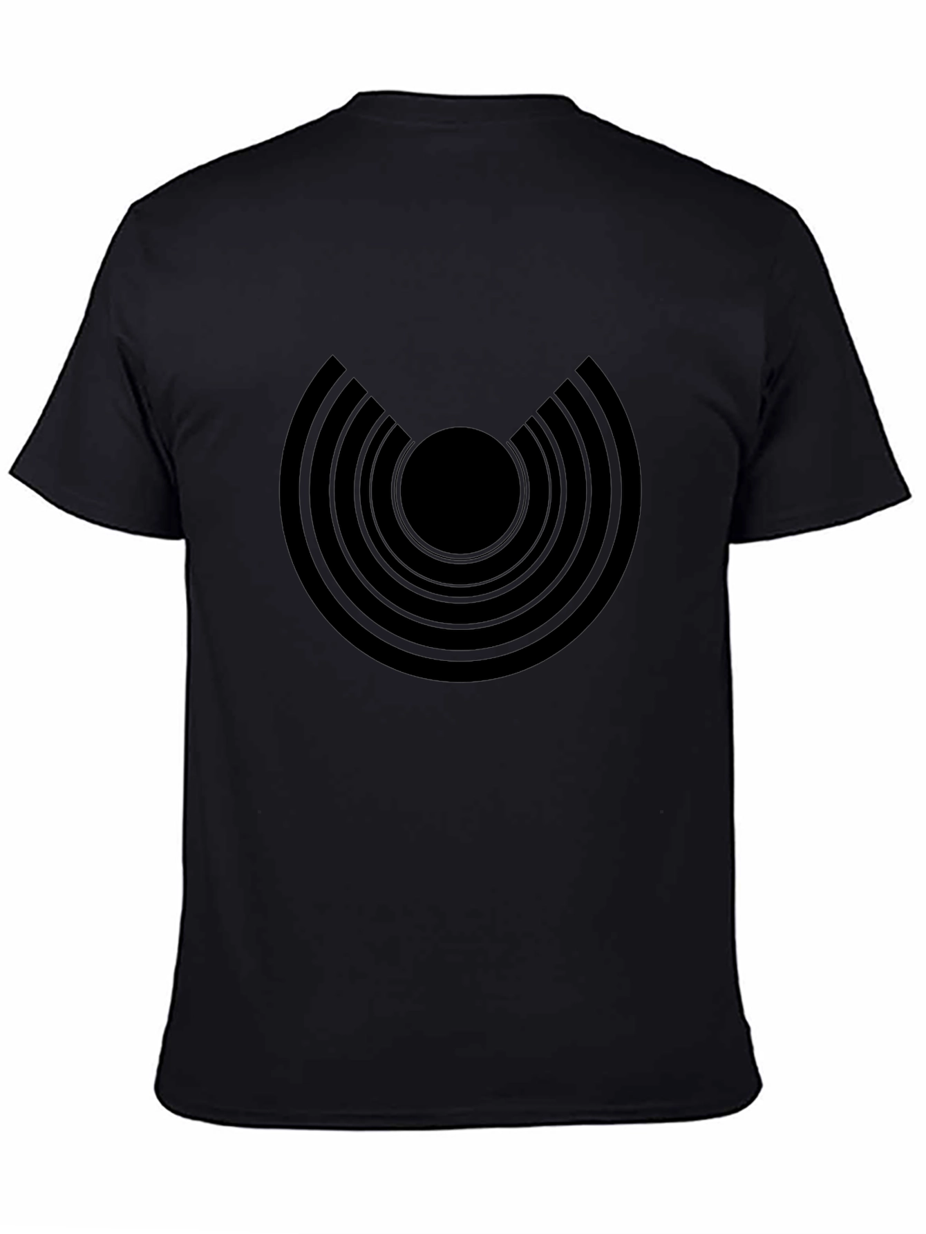 Modern Graphic Tee: Black Concentric Circle Design