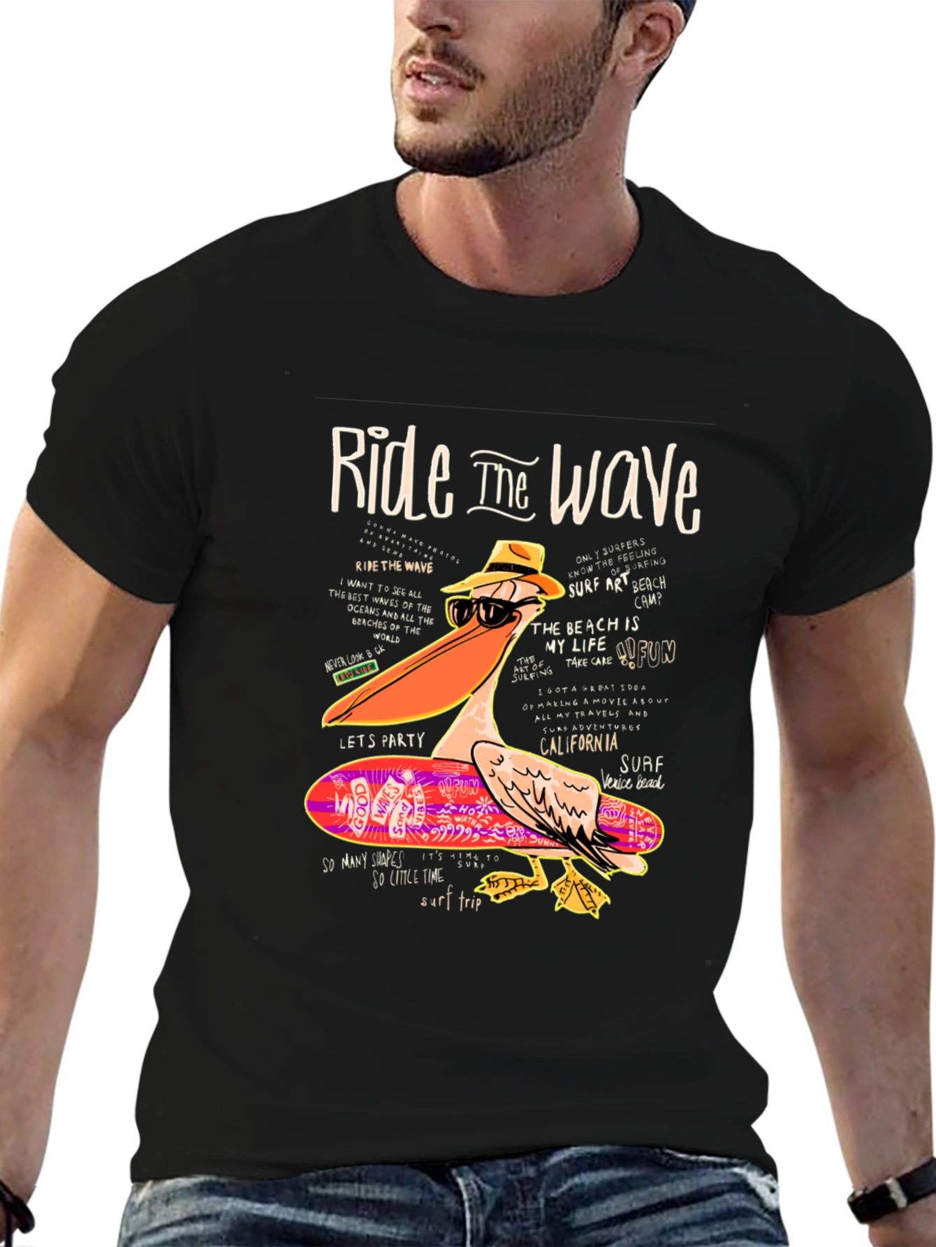 Ride the Wave Pelican T-Shirt