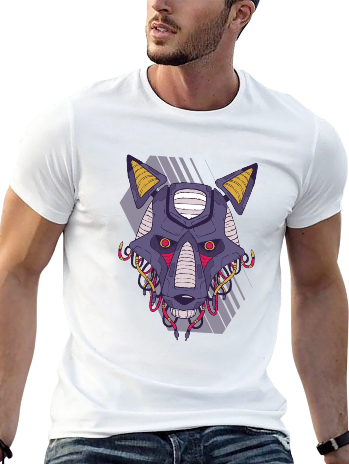 Cyberpunk Robot Dog Graphic Tee - Black