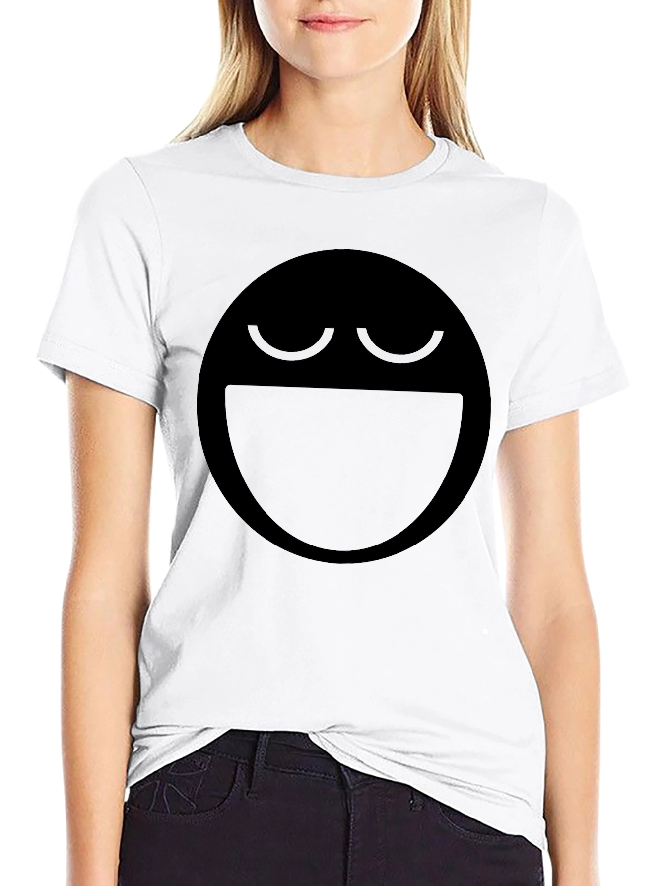 Laughing Face Graphic Tee - Black