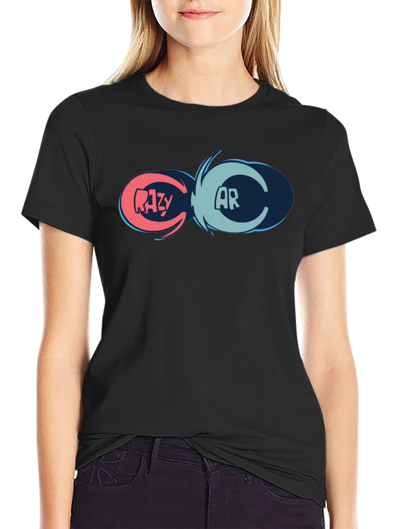 Crazy Car Graphic Tee - Black Cotton Blend Shirt