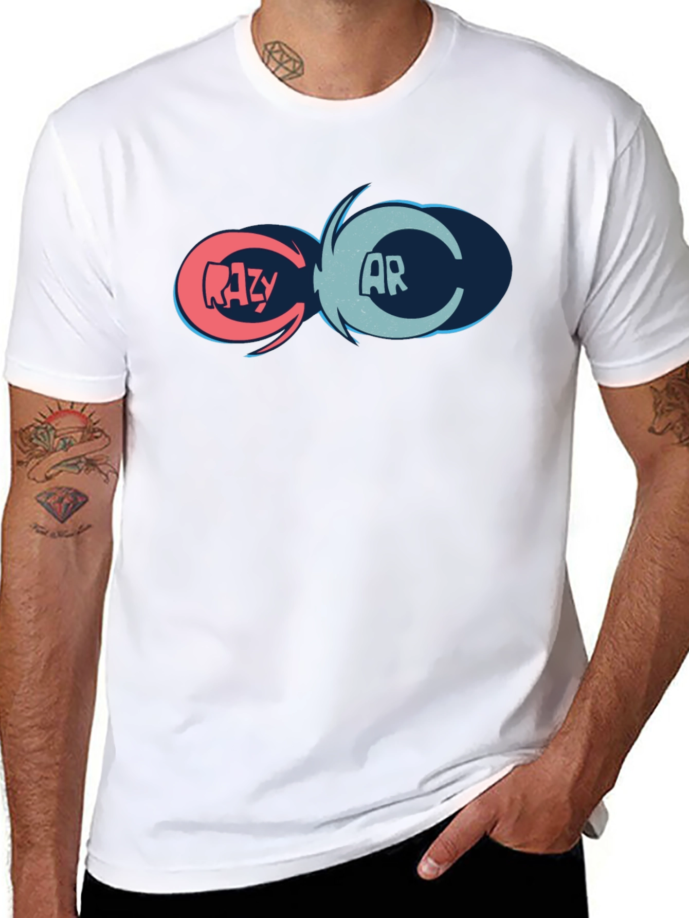 Crazy Car Graphic Tee - Black Cotton Blend Shirt