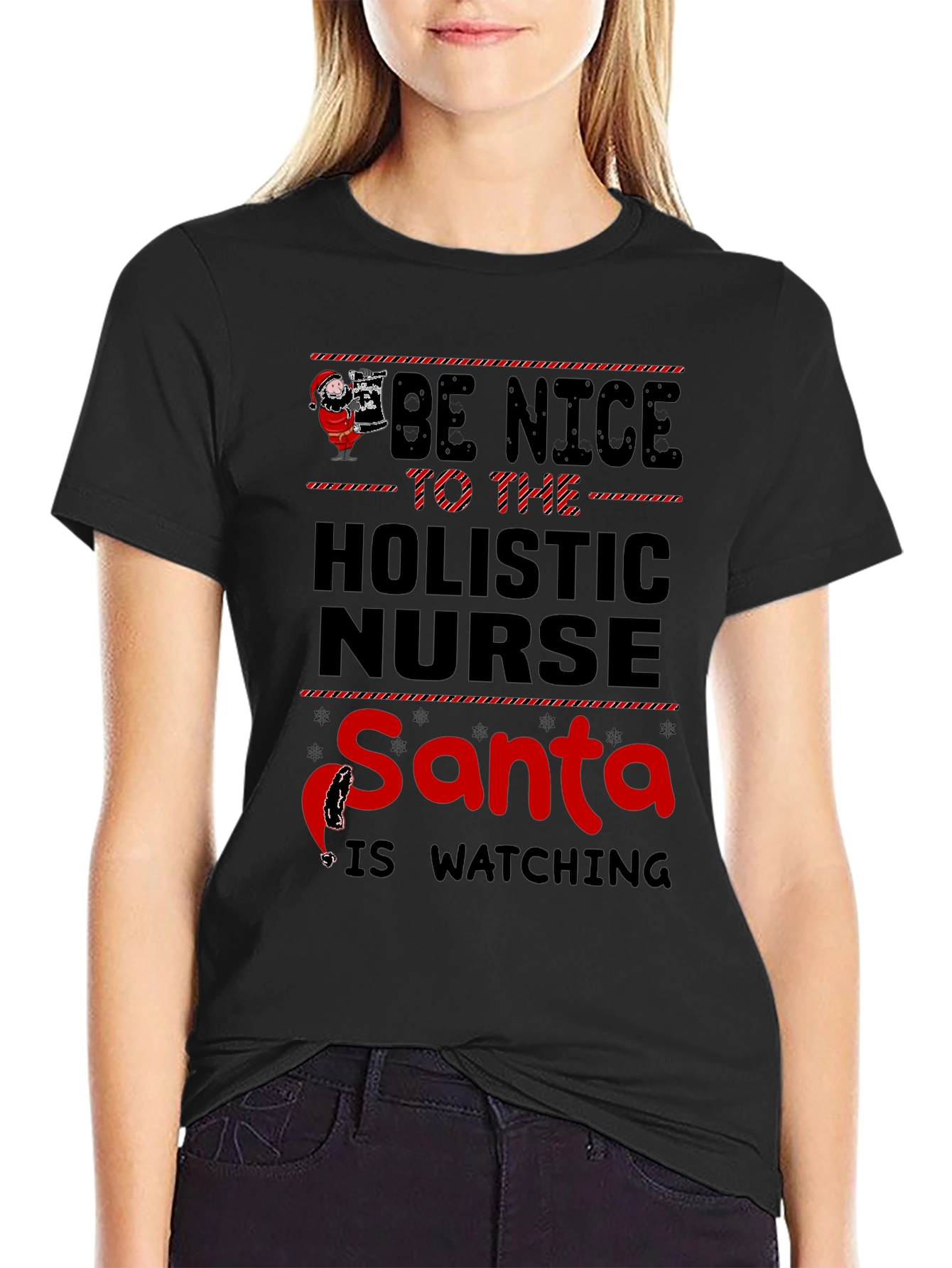 Holistic Nurse Santa Watching T-Shirt - Unisex