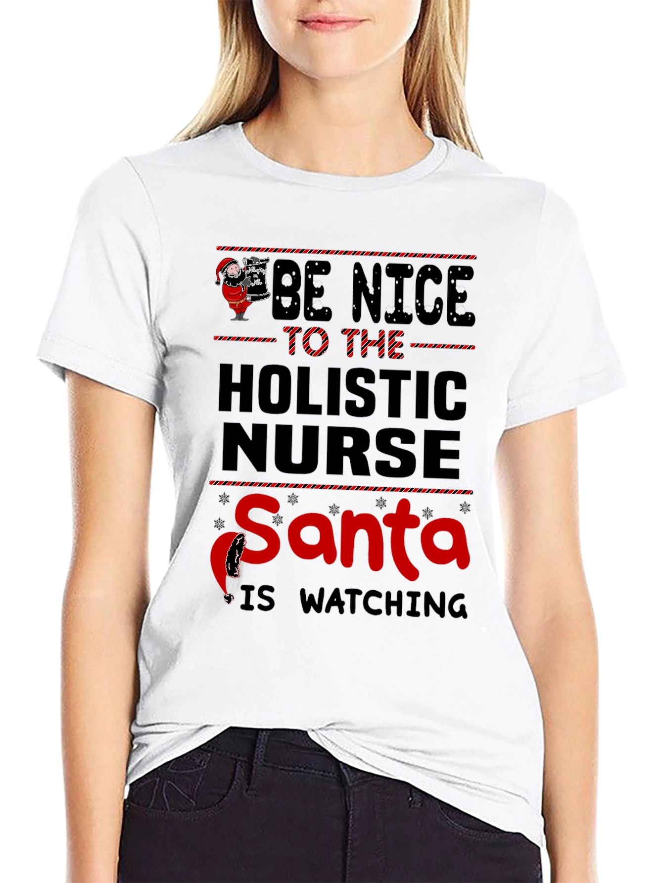 Holistic Nurse Santa Watching T-Shirt - Unisex