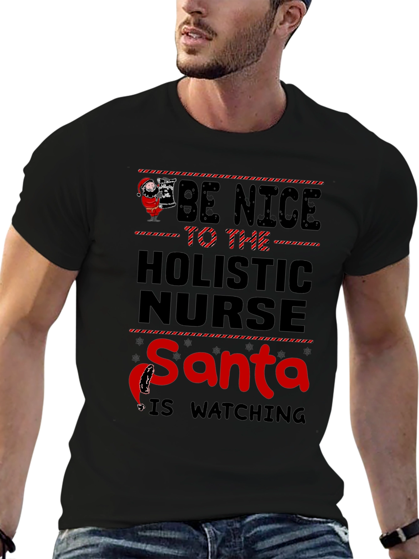 Holistic Nurse Santa Watching T-Shirt - Unisex