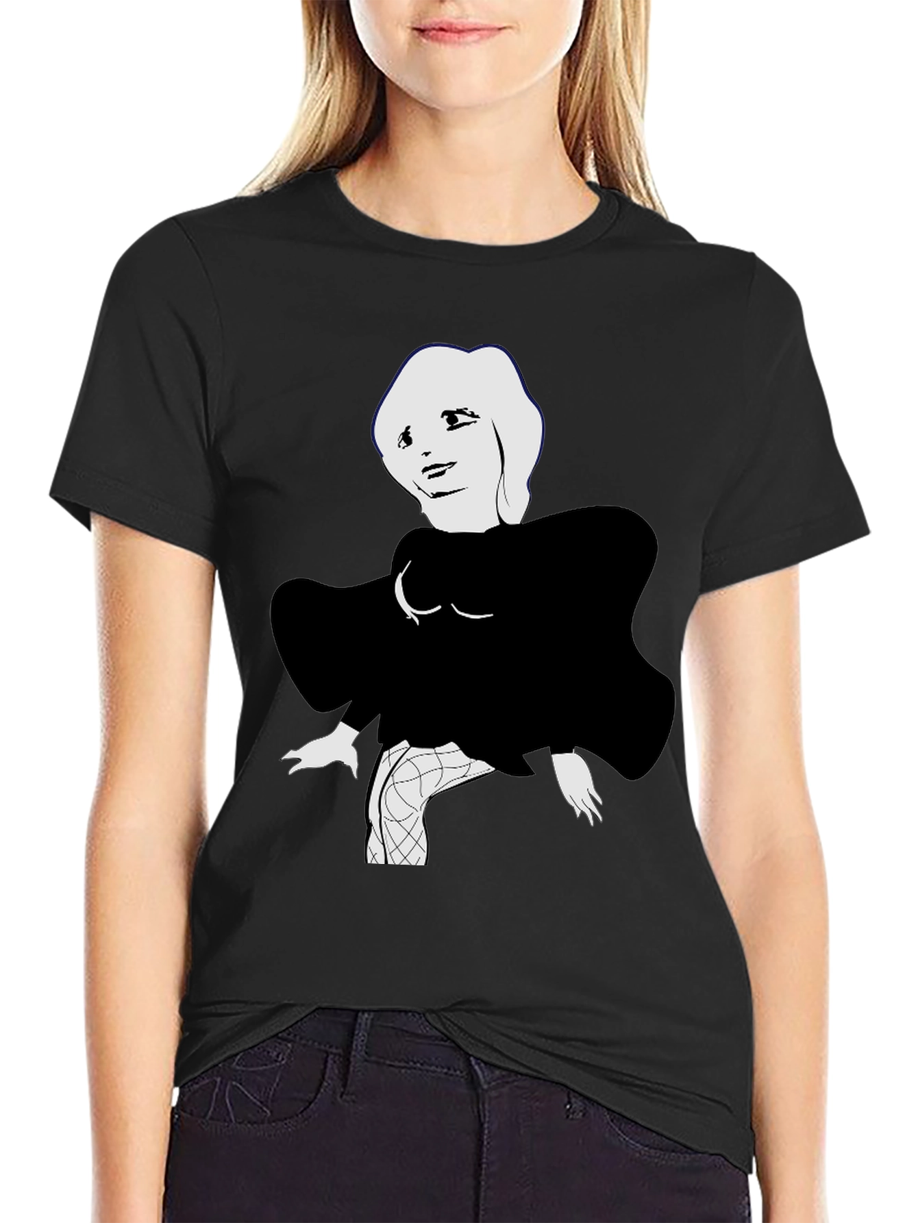 Abstract Marilyn Monroe Graphic Tee - Black