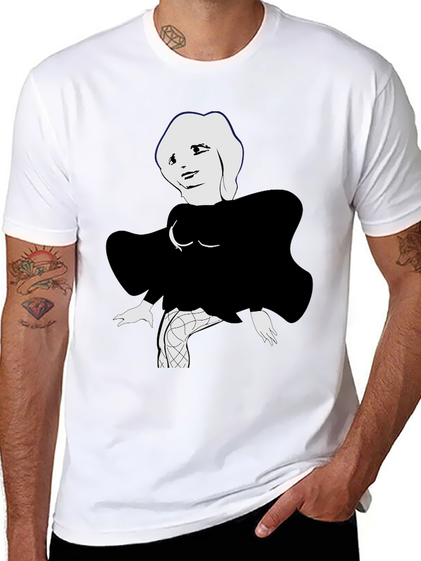 Abstract Marilyn Monroe Graphic Tee - Black