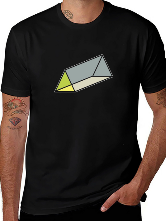 Geometric Prism Graphic Tee - Sleek Black T-Shirt