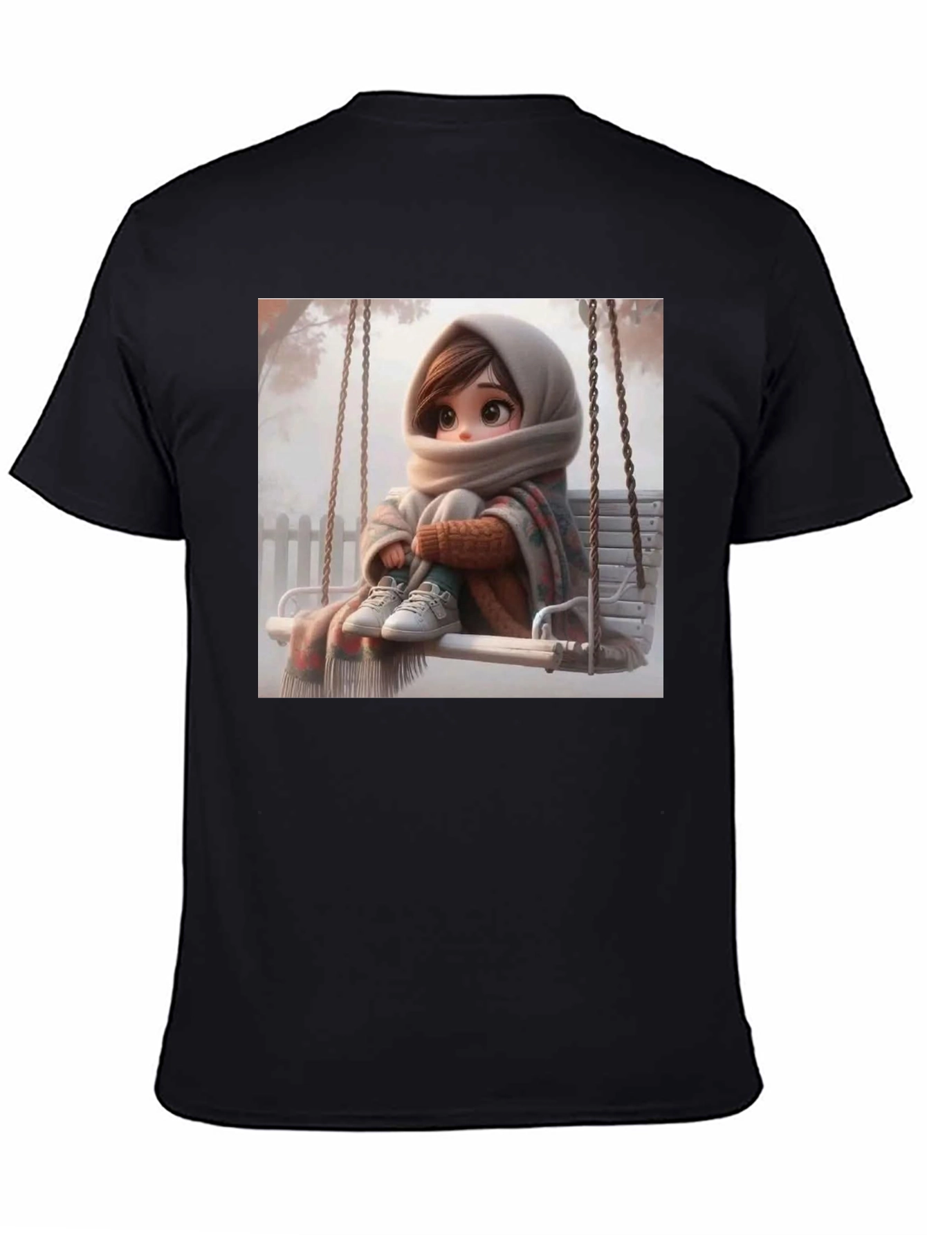 Girl on Swing Black Tee
