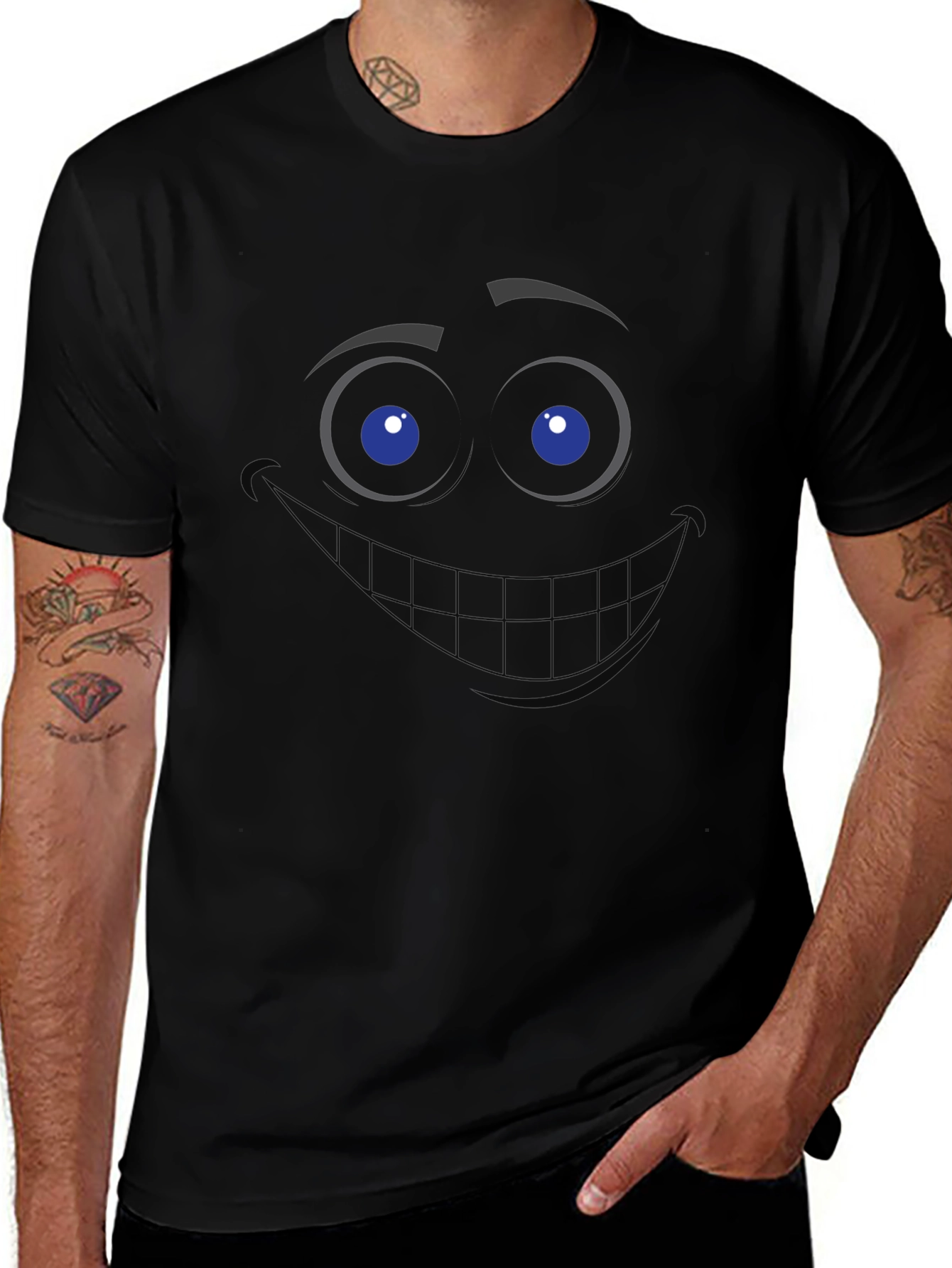 Grinning Face Black T-Shirt