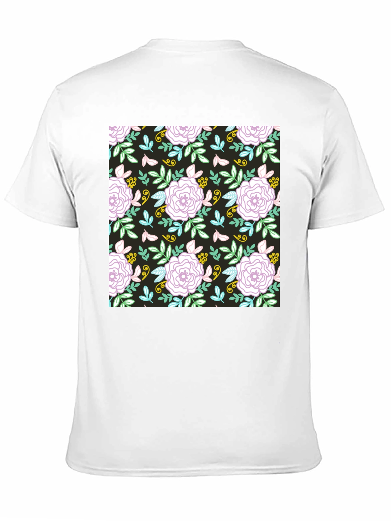 Floral Pattern Graphic Tee - Black