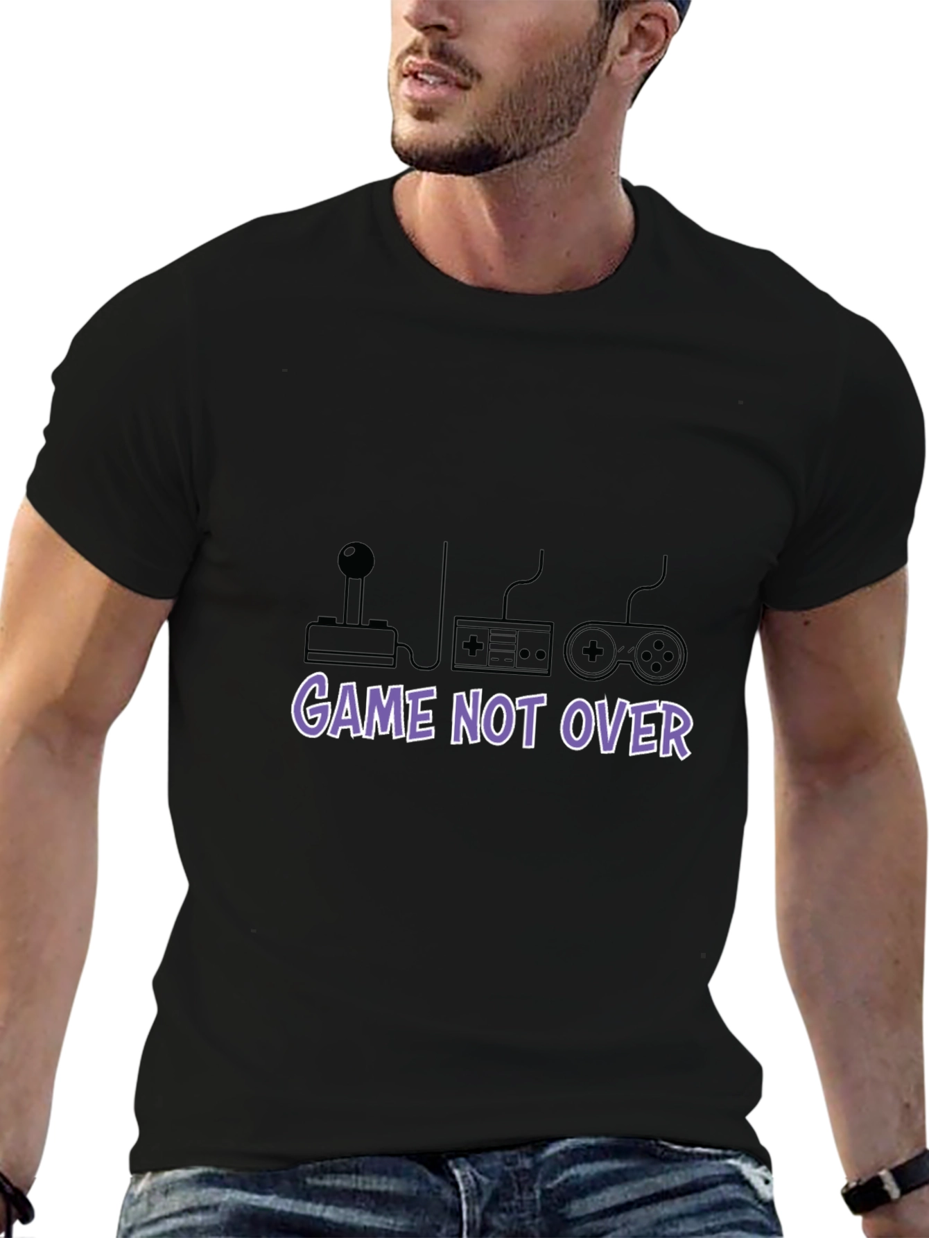 Game Not Over Black T-Shirt - Gamer Style
