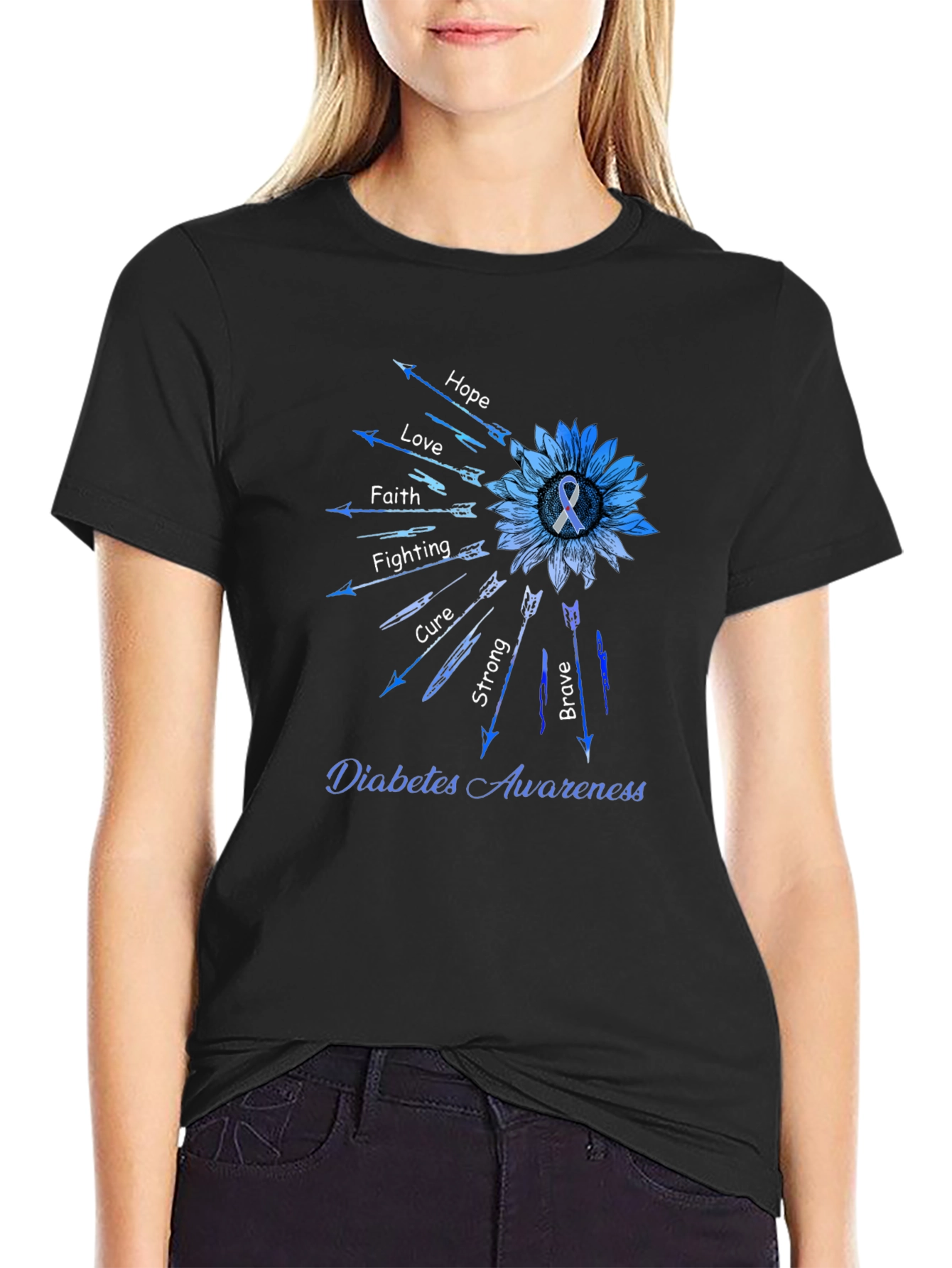 Diabetes Awareness Sunflower Arrow T-Shirt