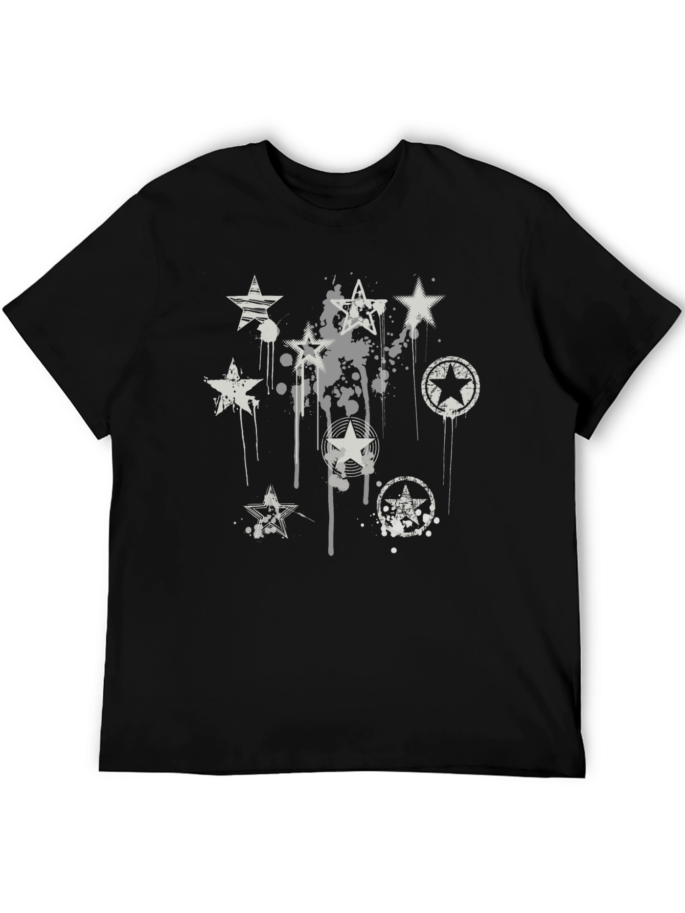 Grunge Star Graphic T-Shirt - Black