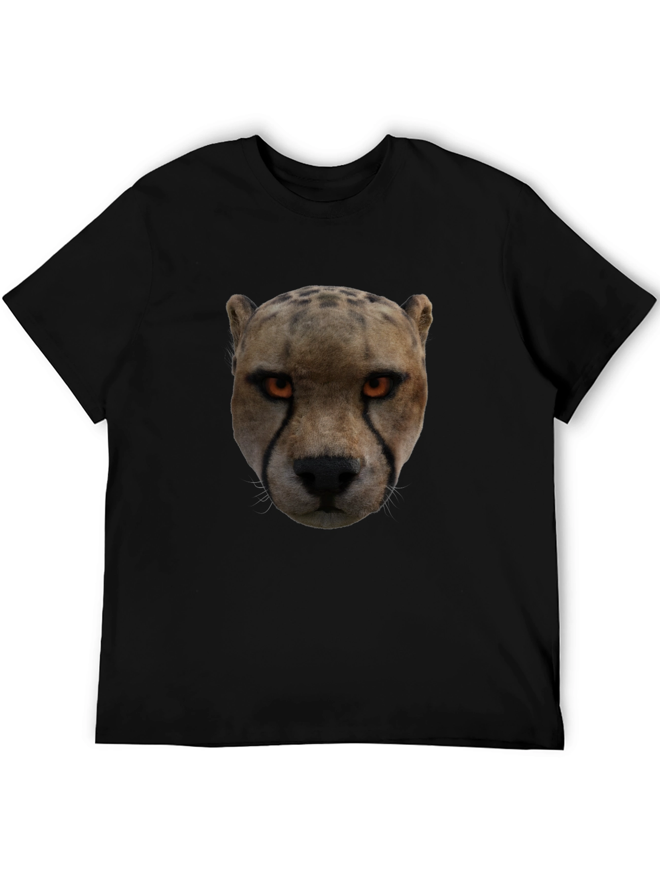 Cheetah Face Graphic Black T-Shirt