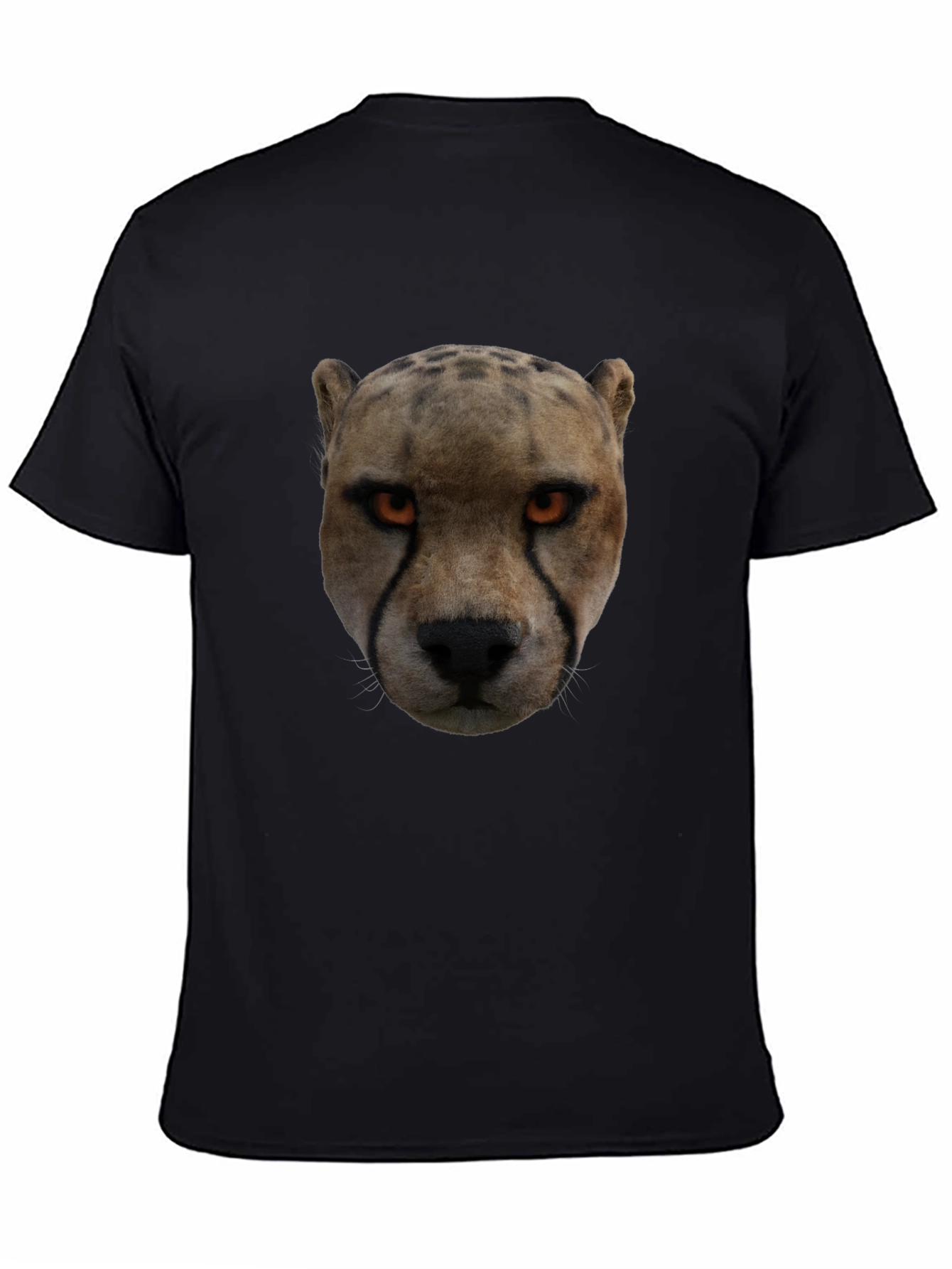 Cheetah Face Graphic Black T-Shirt