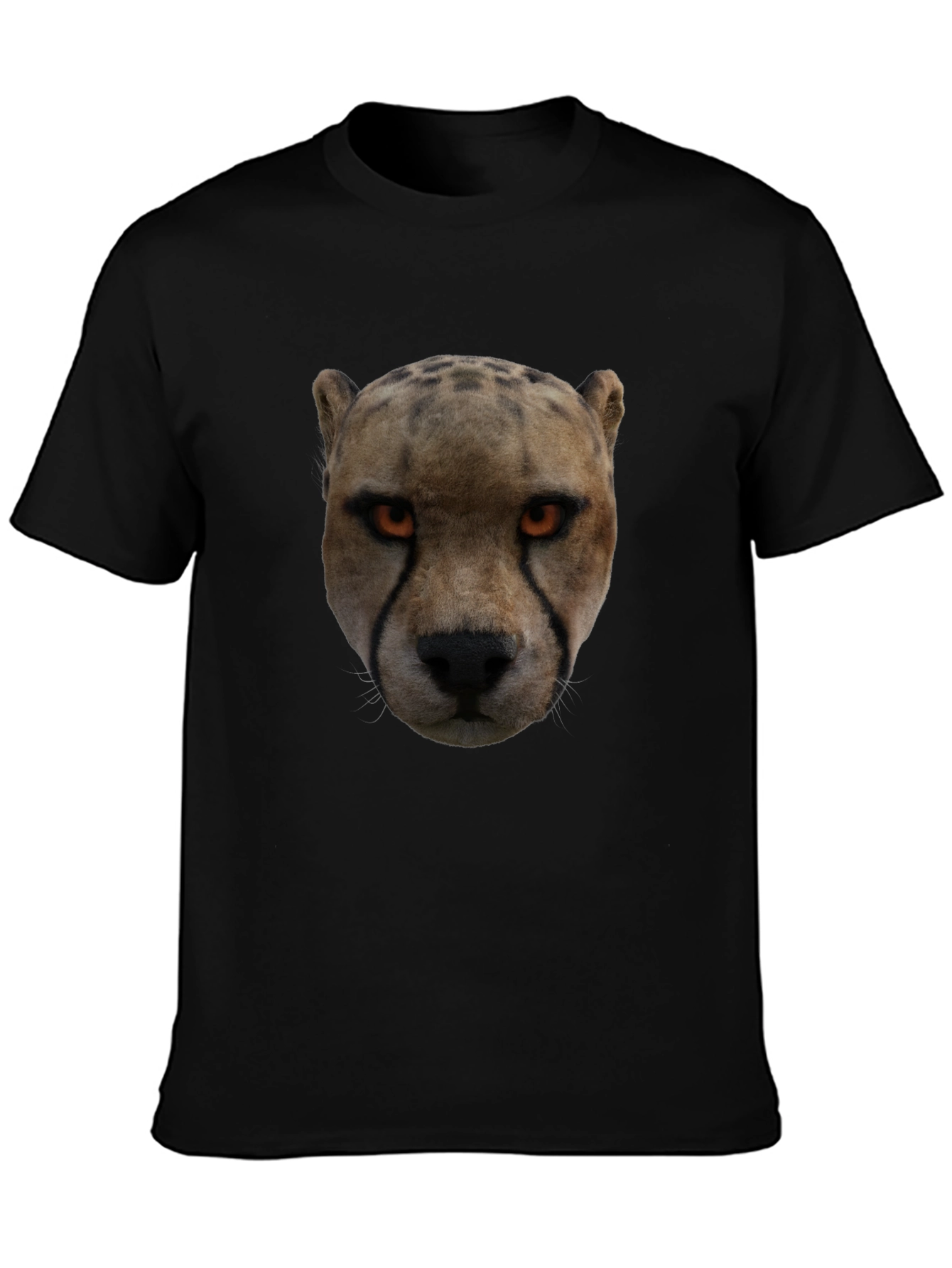Cheetah Face Graphic Black T-Shirt