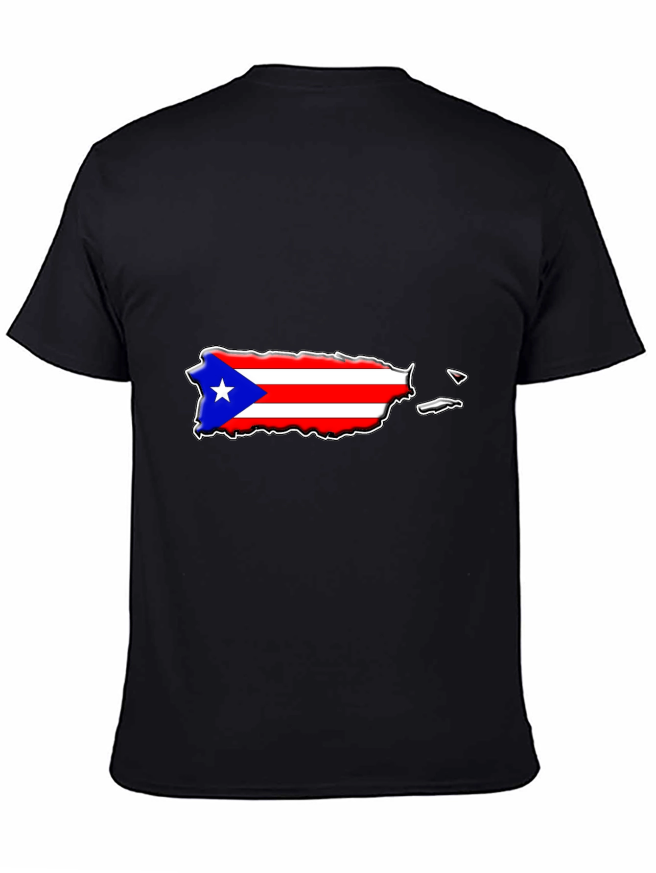 Puerto Rico Flag Map T-Shirt Black