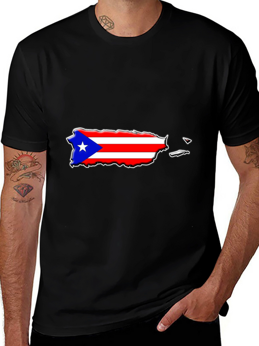 Puerto Rico Flag Map T-Shirt Black