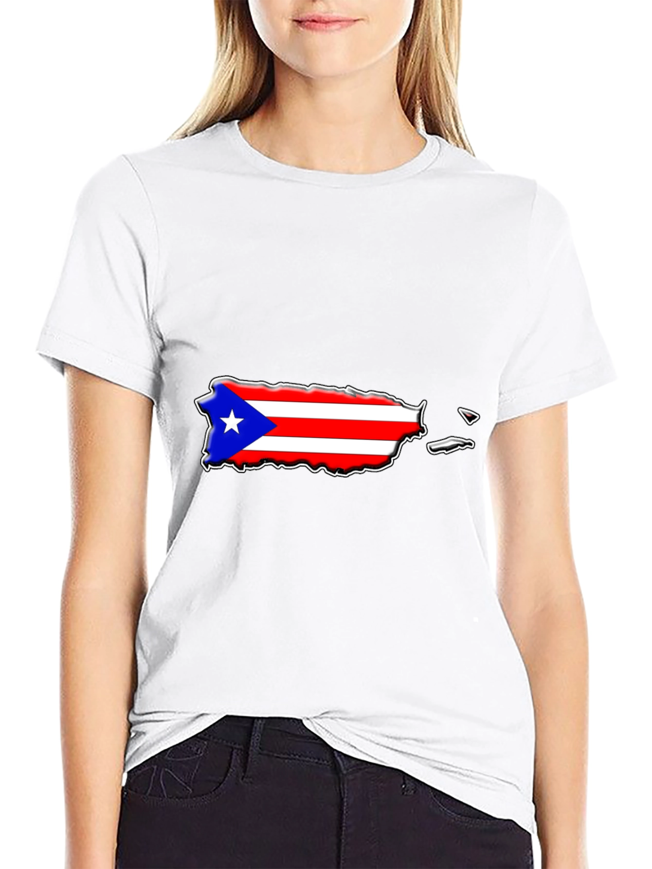 Puerto Rico Flag Map T-Shirt Black