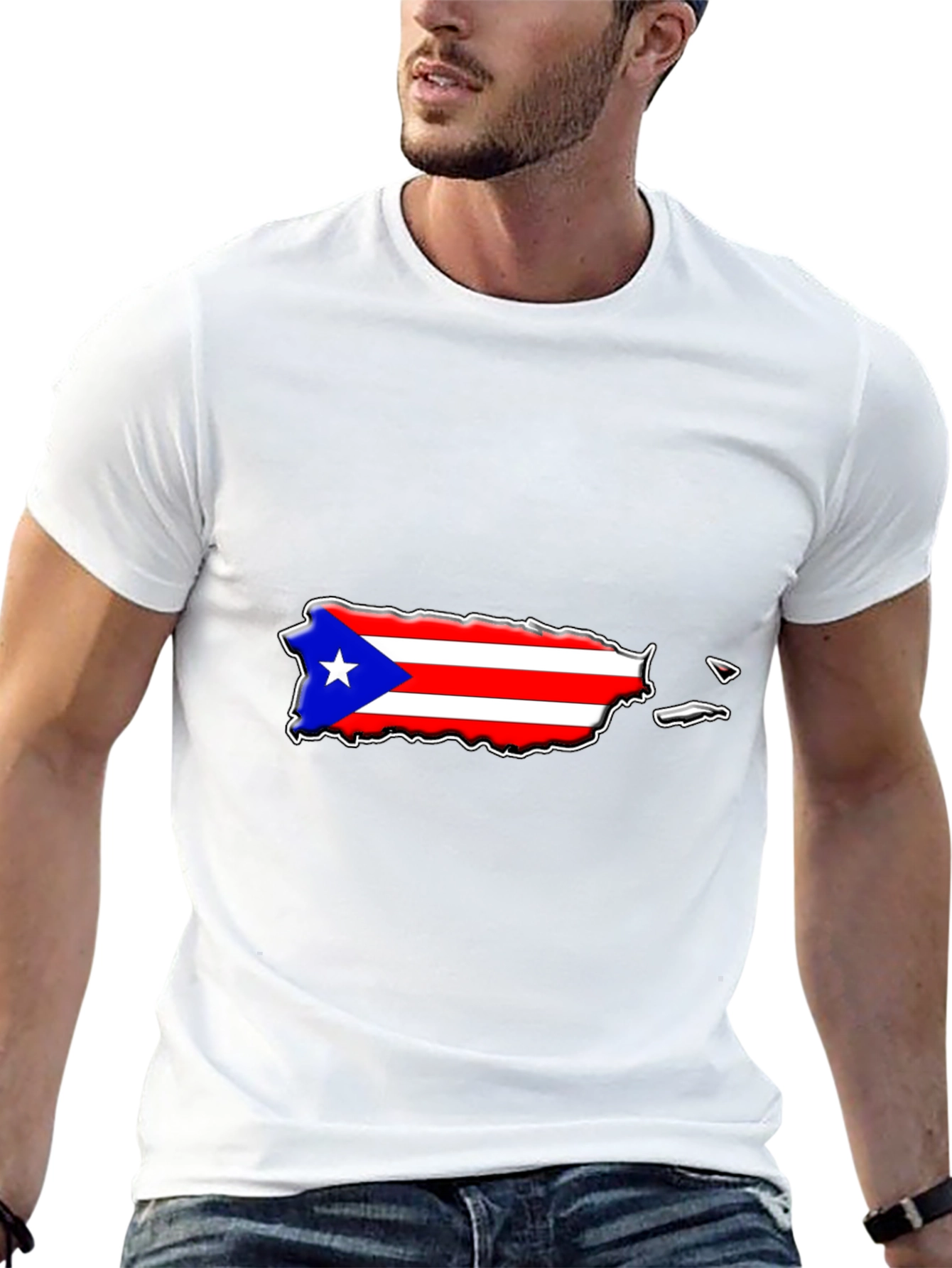 Puerto Rico Flag Map T-Shirt Black