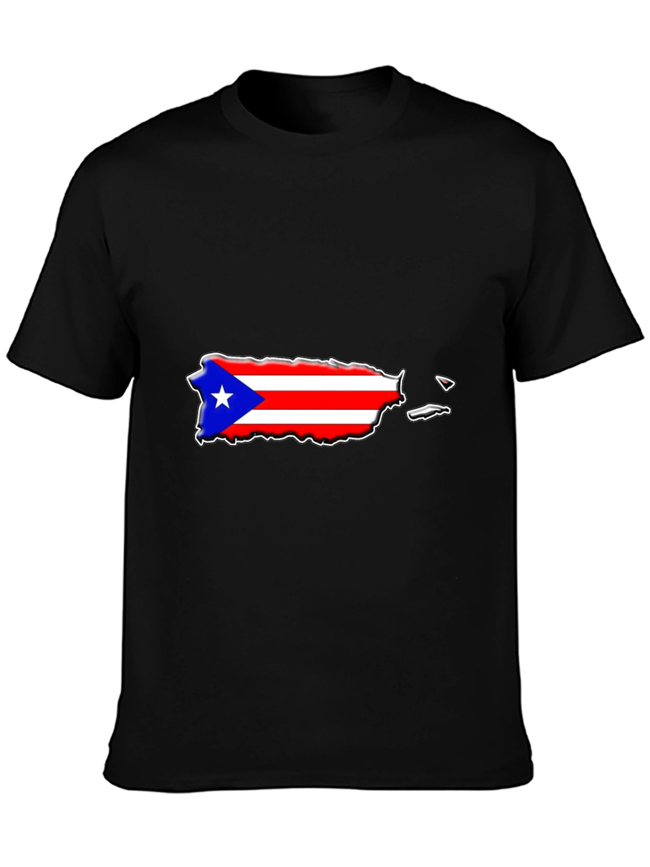 Puerto Rico Flag Map T-Shirt Black