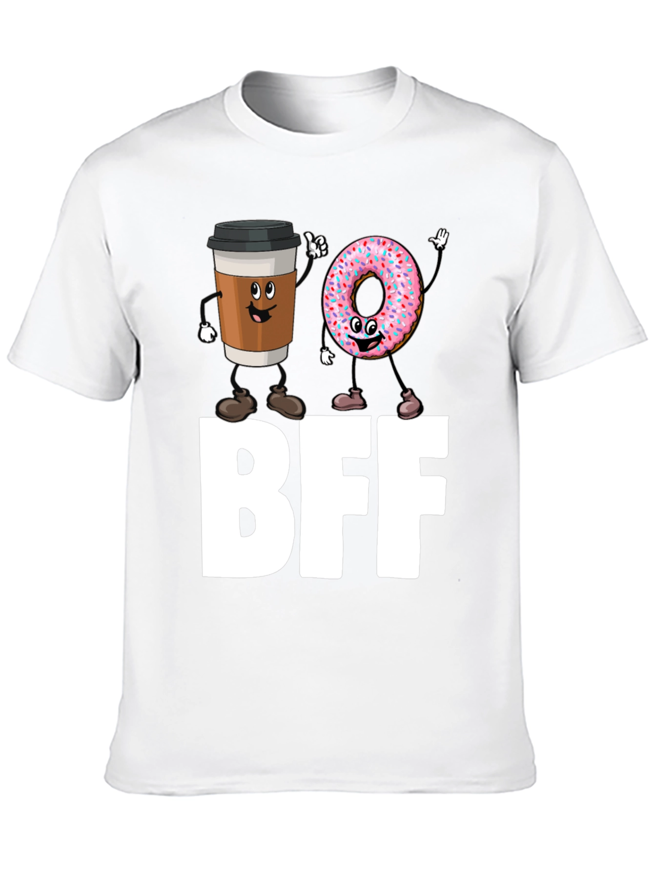 BFF Coffee & Donut Best Friends Black T-Shirt