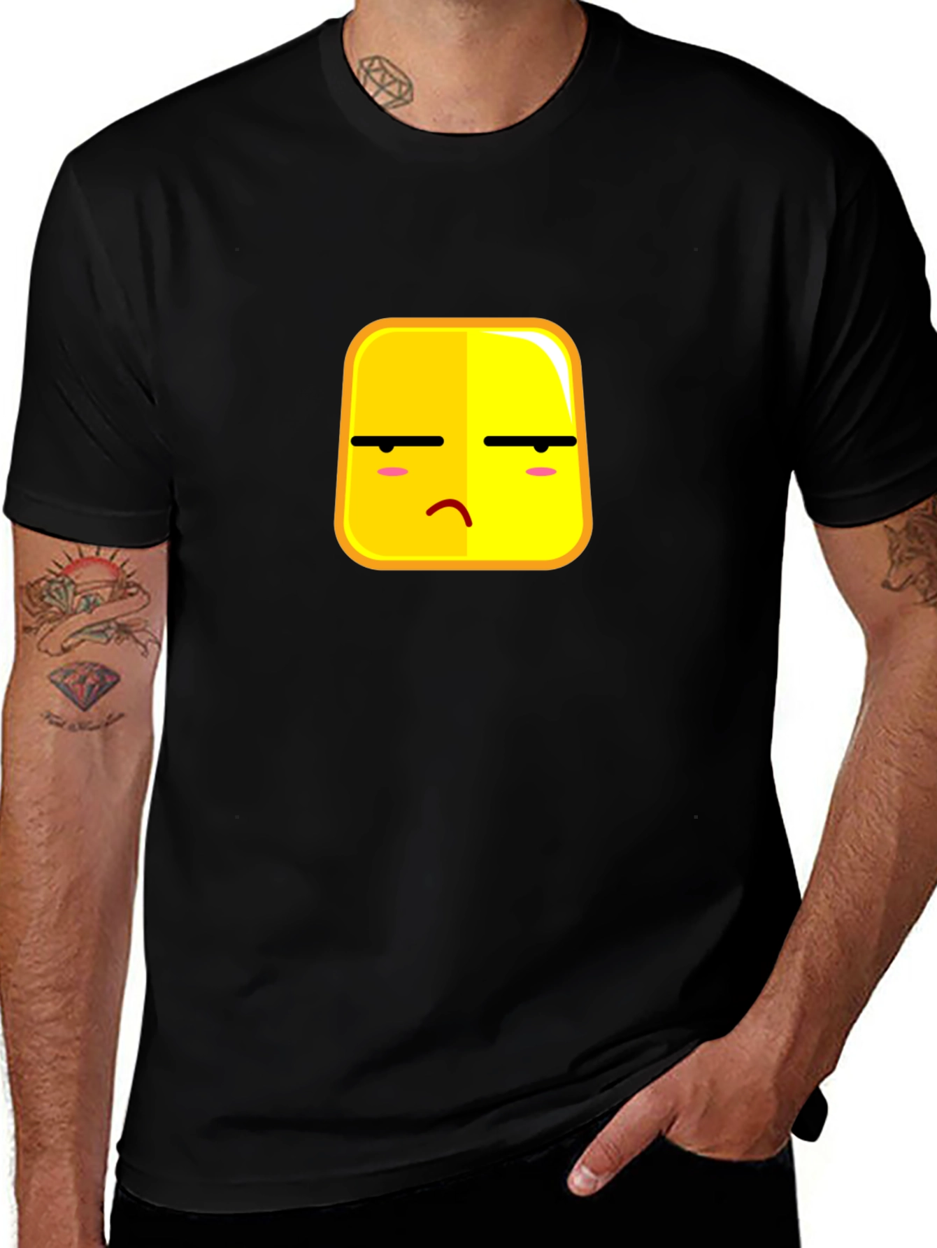 Bored Emoji Graphic Black T-Shirt